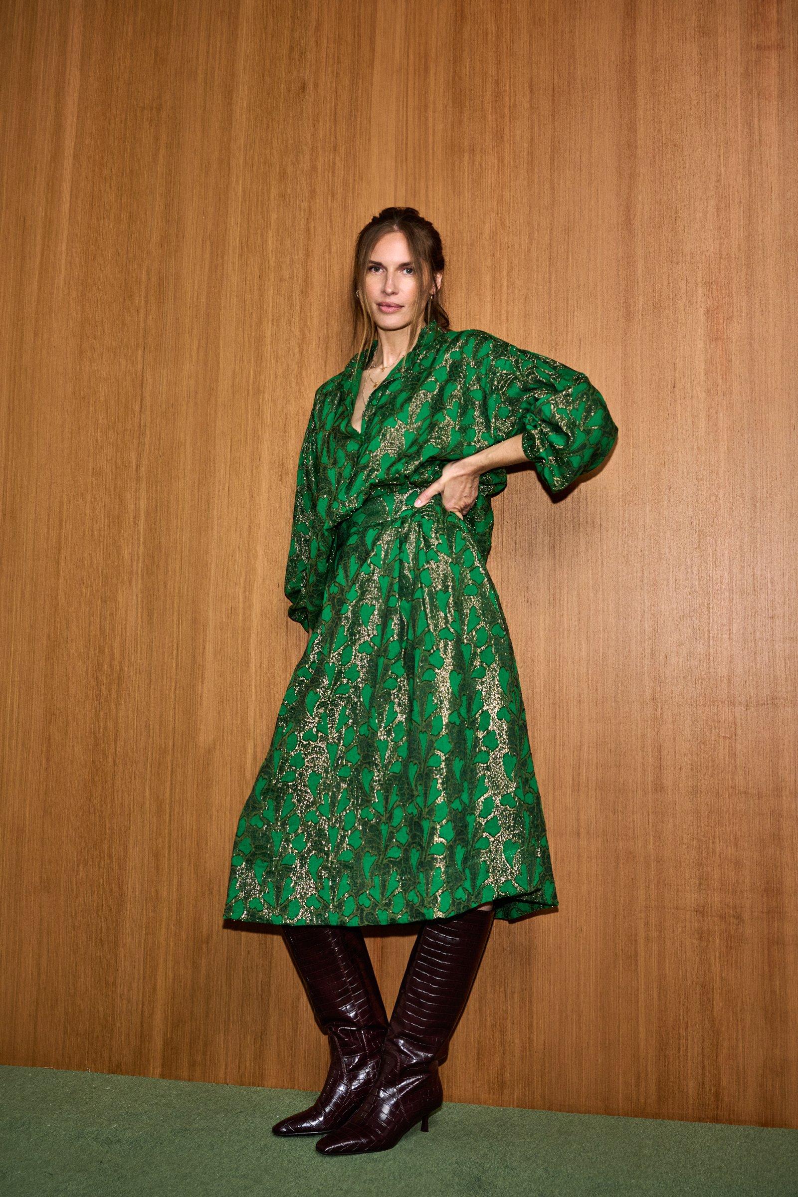 Chemises - Chemisier en jacquard lurex à col froncé