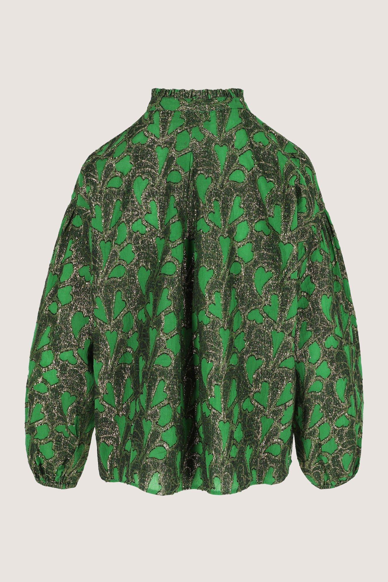 Chemises - Chemisier en jacquard lurex à col froncé