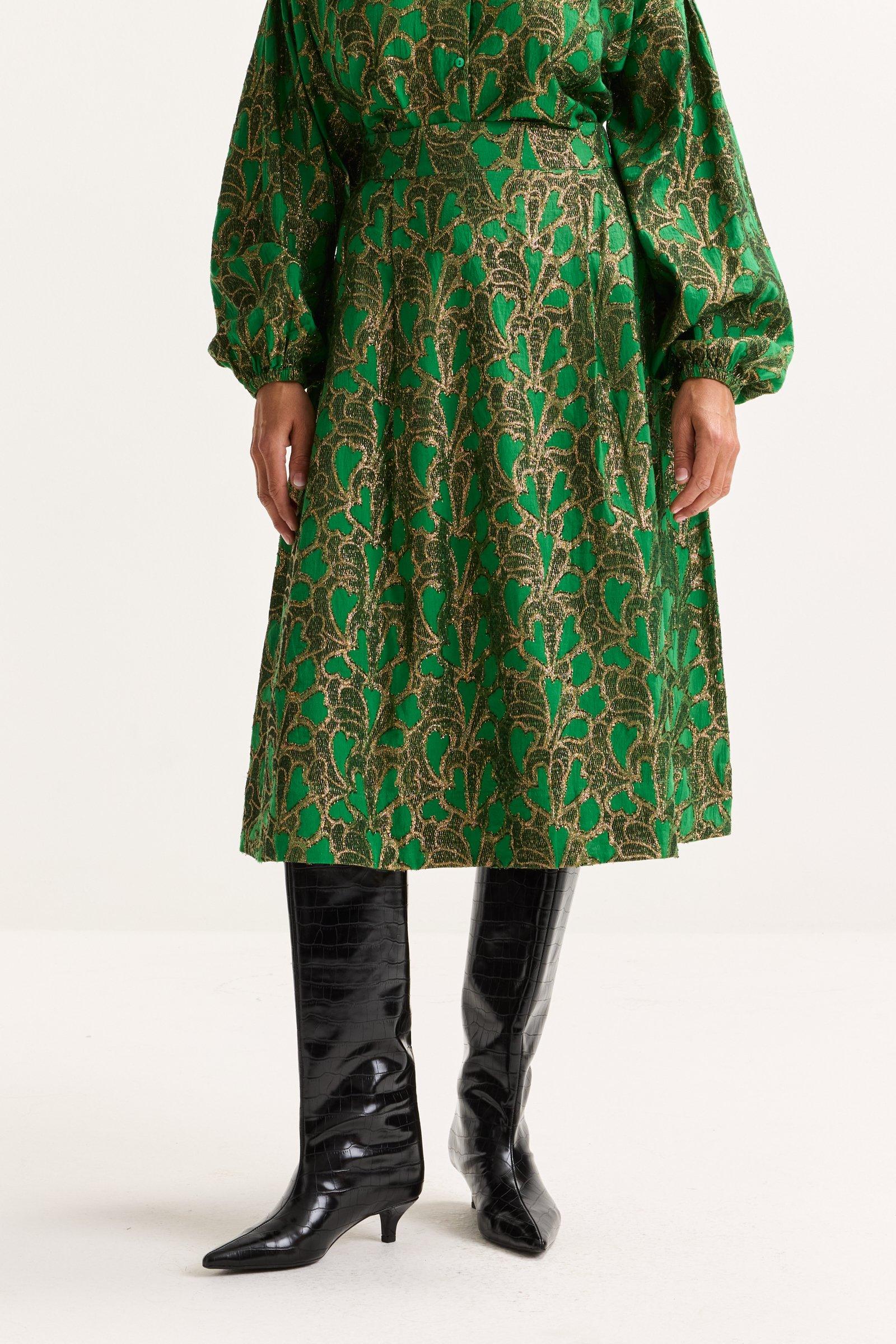 Jupes - Jupe évaséé en jacquard à fil doré