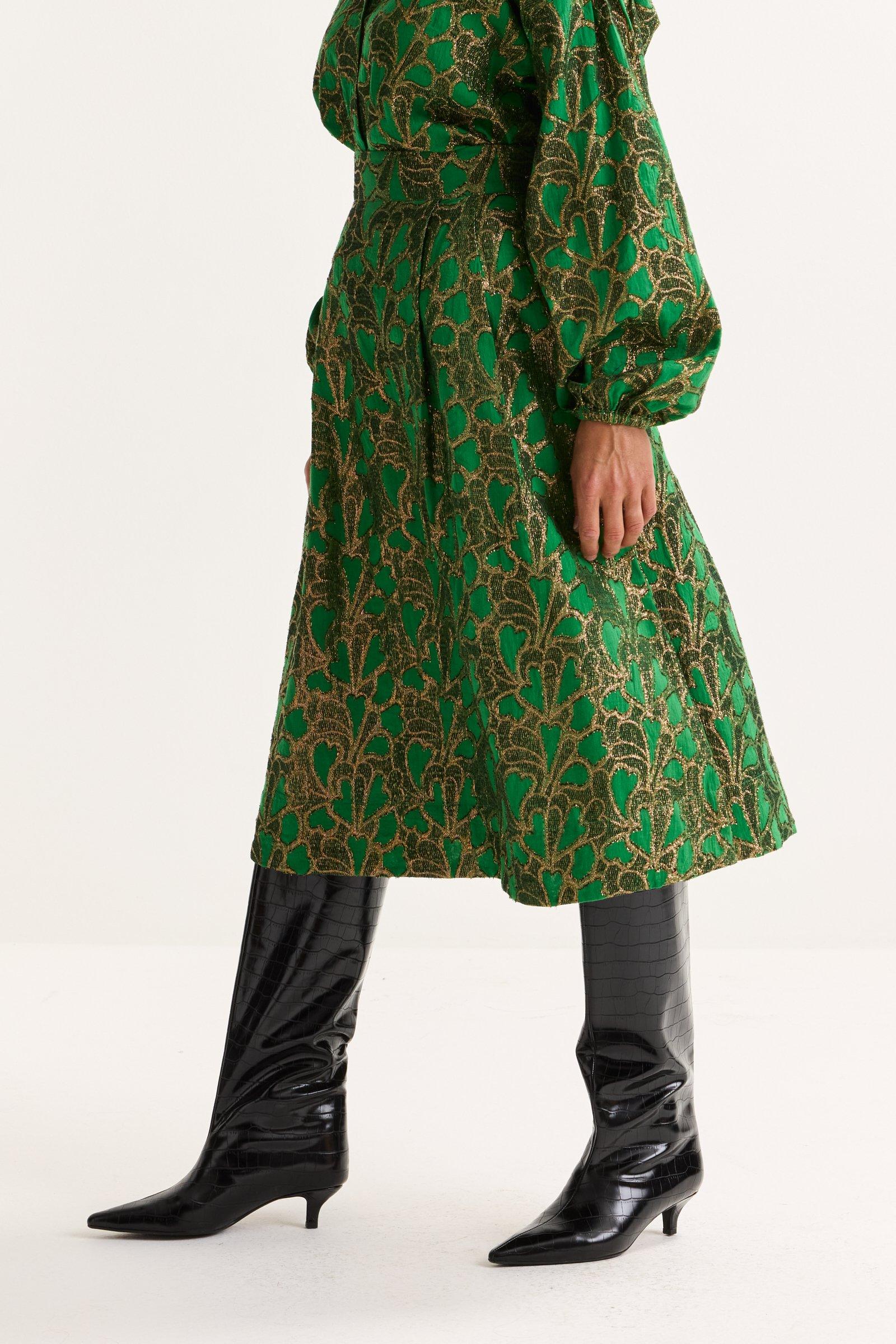 Jupes - Jupe évaséé en jacquard à fil doré