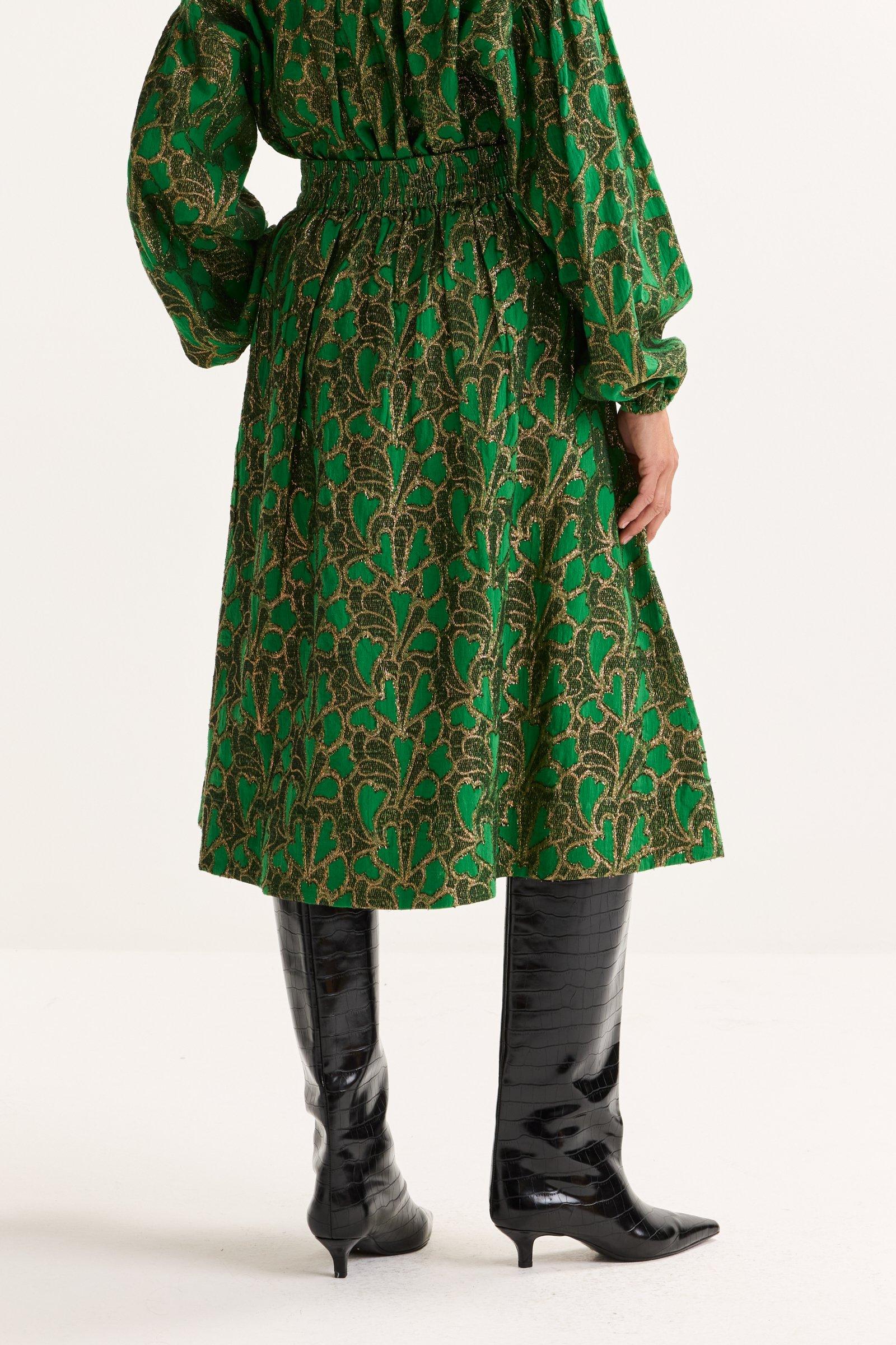 Jupes - Jupe évaséé en jacquard à fil doré