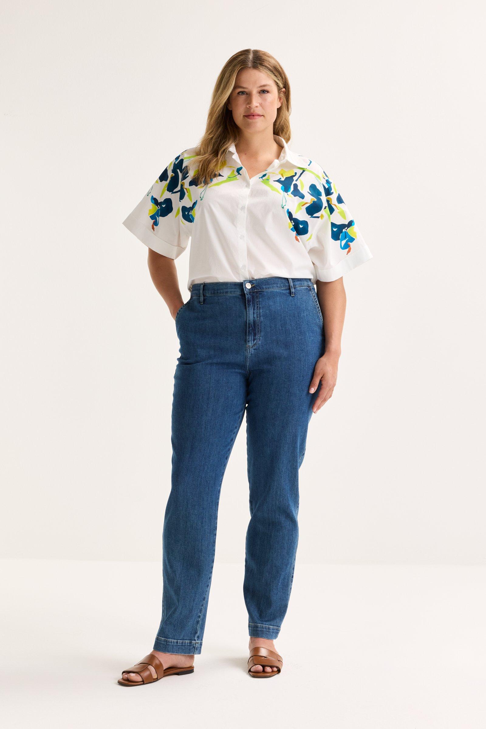 Jeans met hoge taille in stretchdenim - null - may