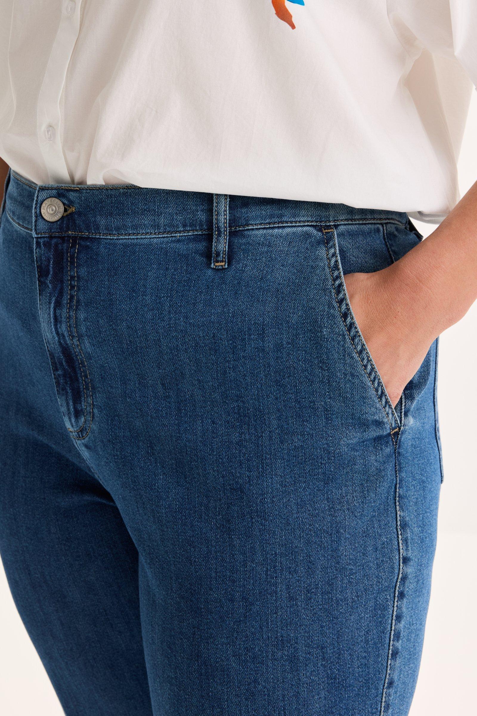 Broeken - Jeans met hoge taille in stretchdenim