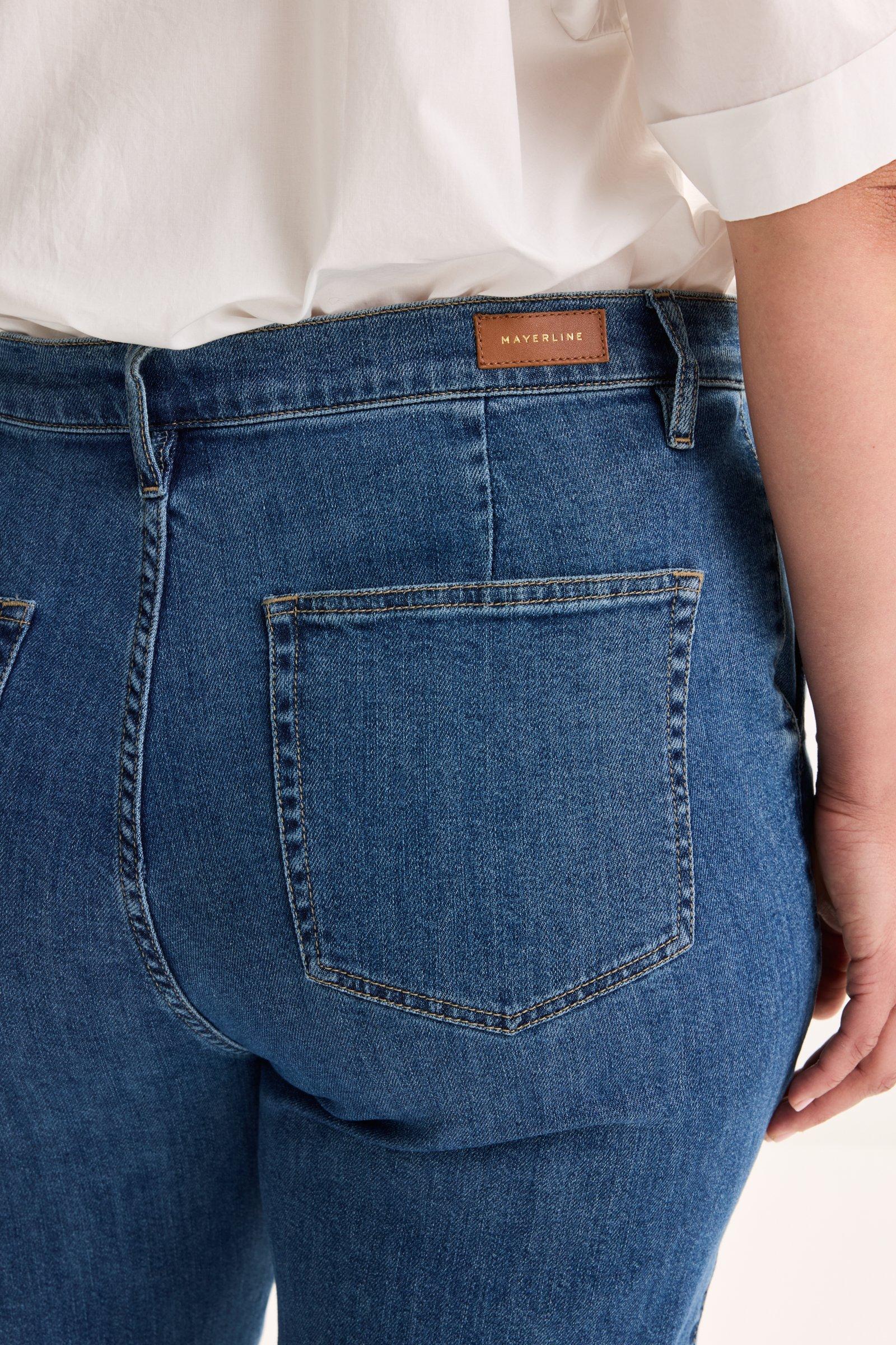 Broeken - Jeans met hoge taille in stretchdenim