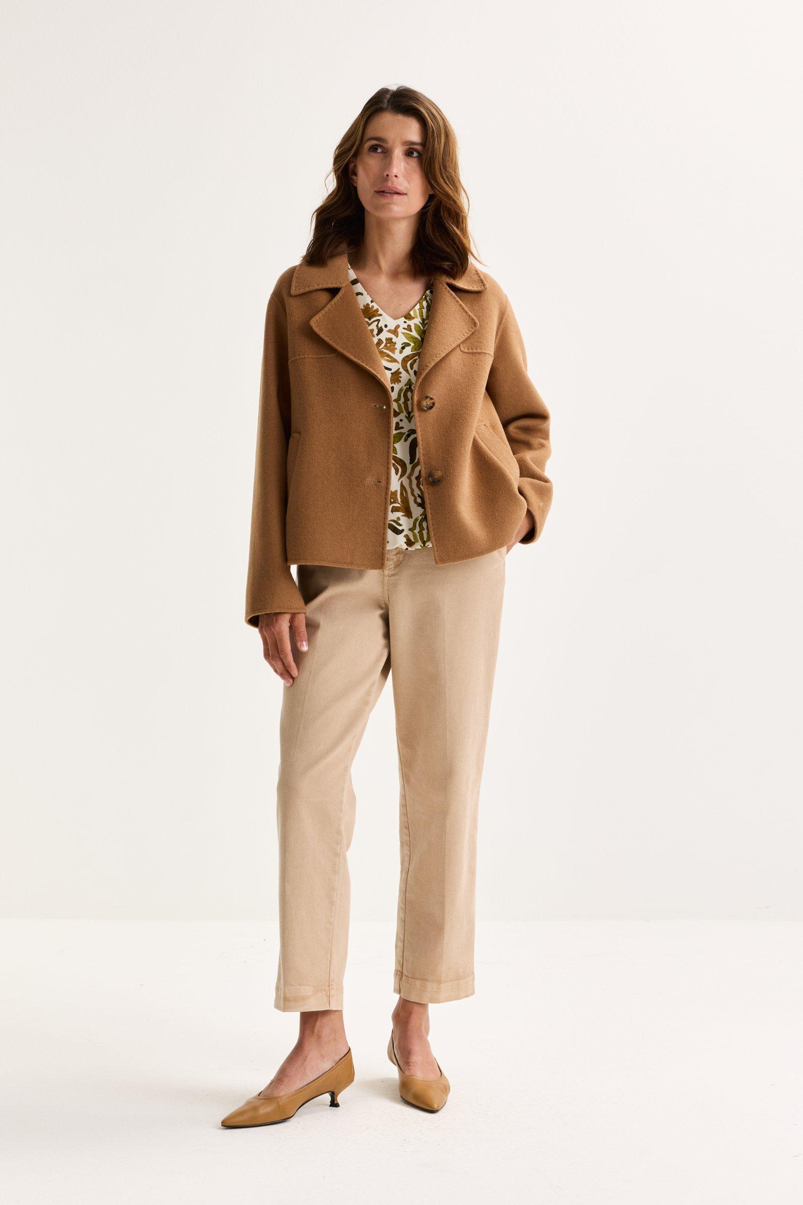 Chino à taille haute en coton stretch