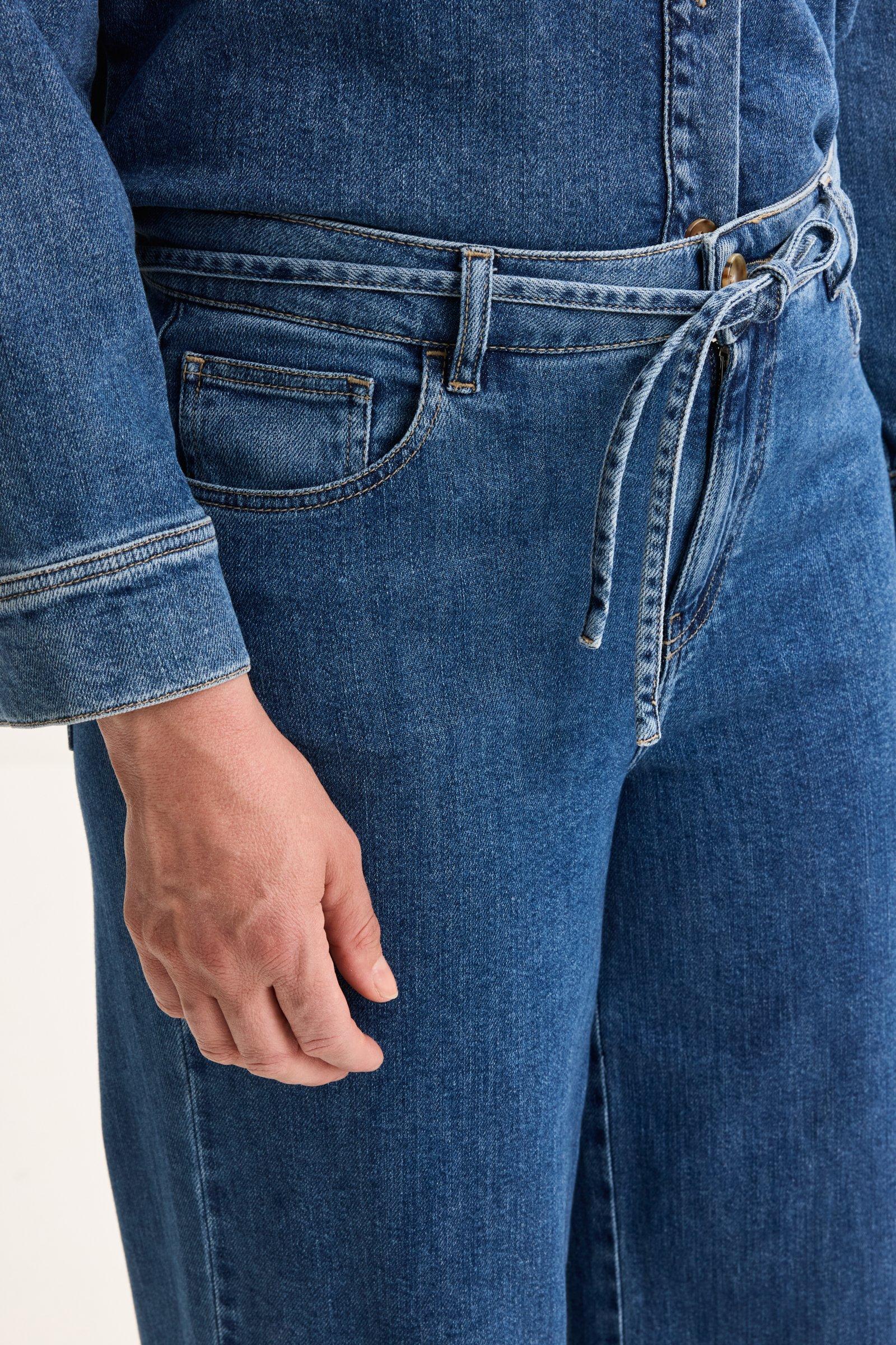 Pantalons - Jeans large en denim stretch fin