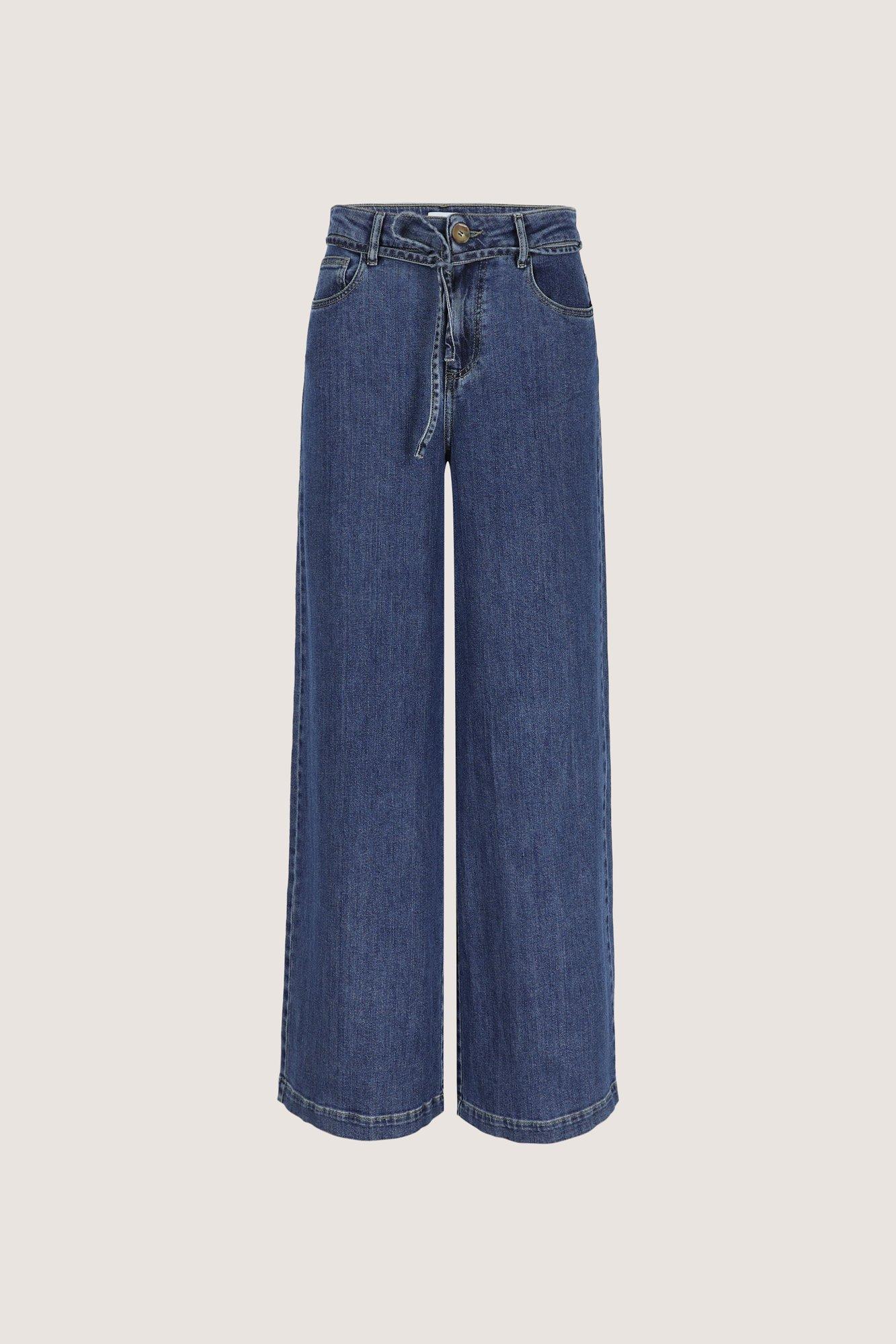 Broeken - Wijde jeans in fijn elastisch denim