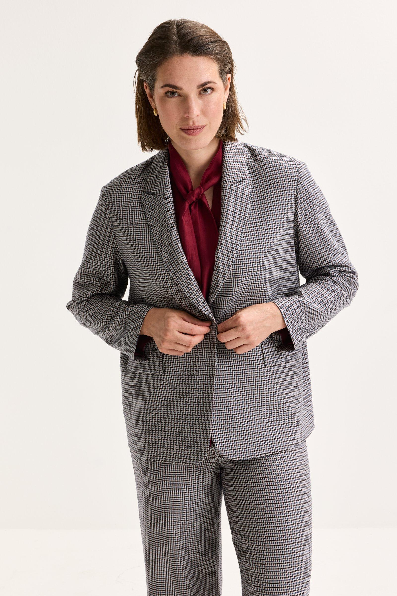 Blazers - Lange blazer met pied-de-poule motief