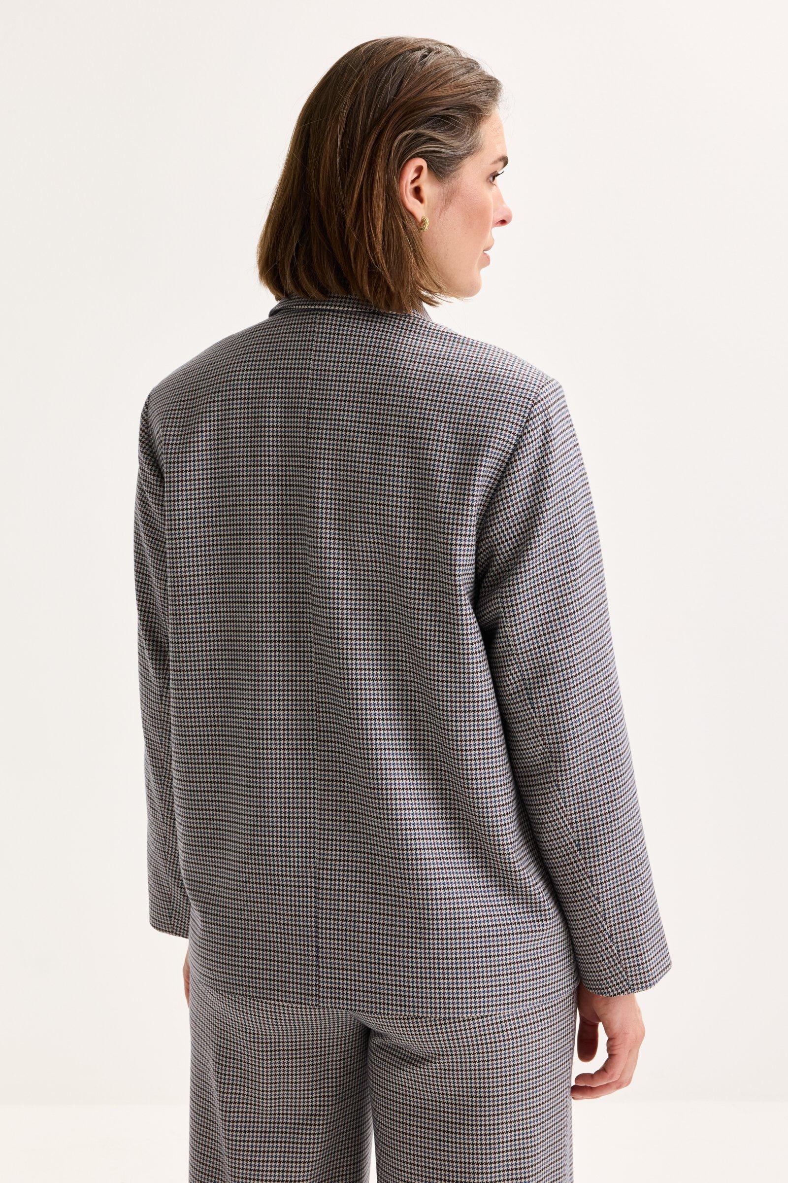 Blazers - Lange blazer met pied-de-poule motief