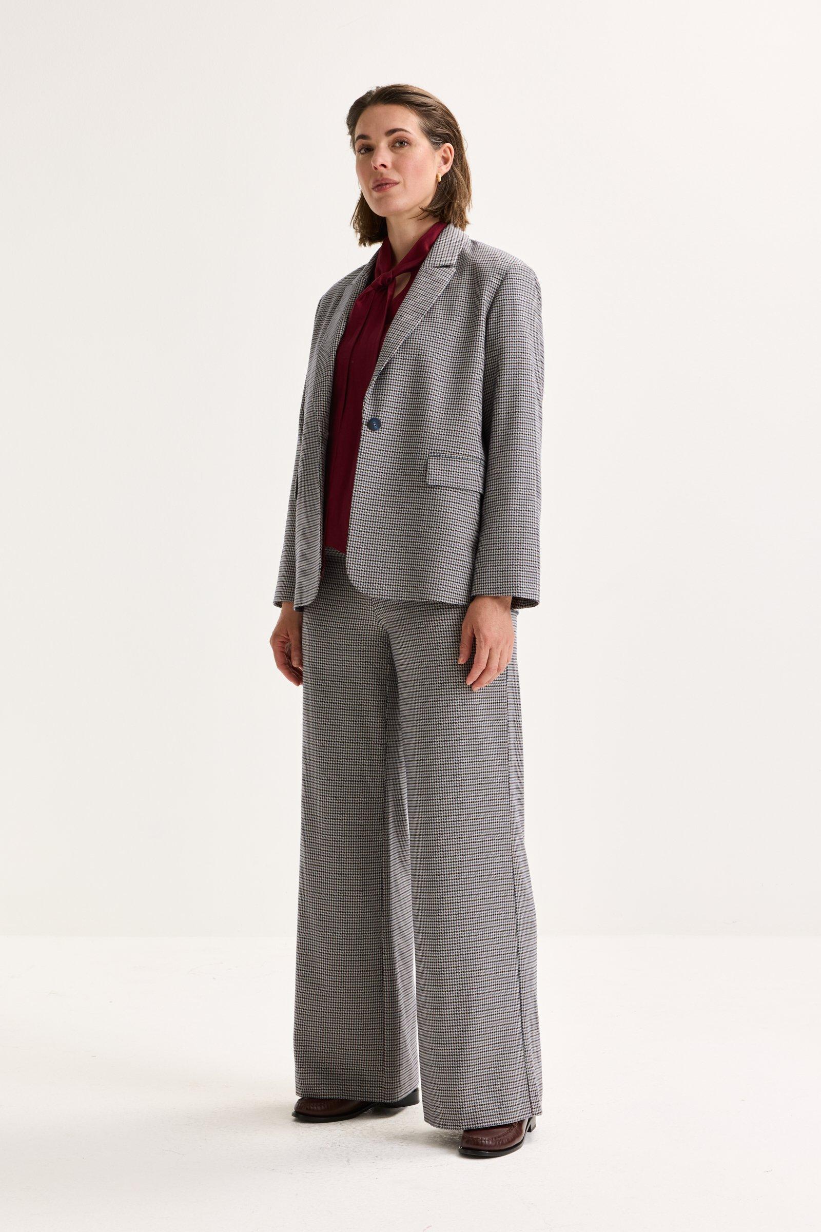 Blazers - Lange blazer met pied-de-poule motief