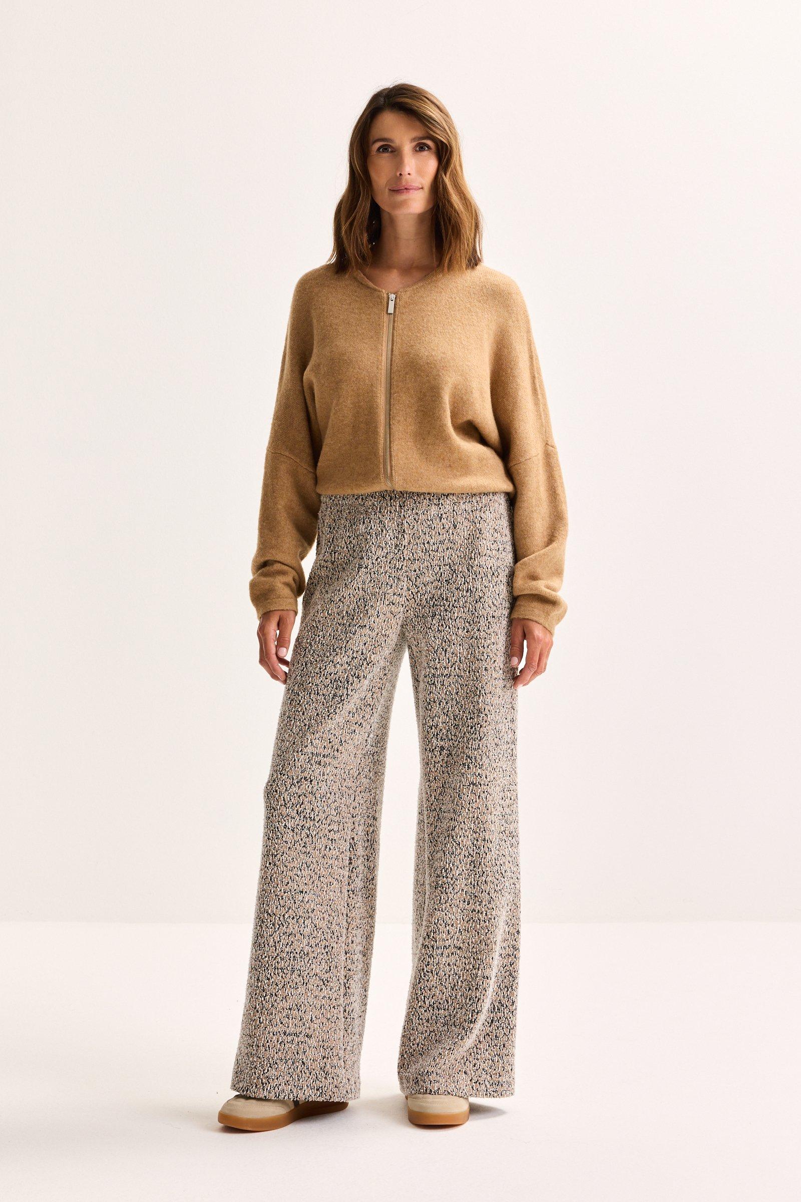 Améline Wijde Broek In Jersey Jacquard Met Luipaardmotief