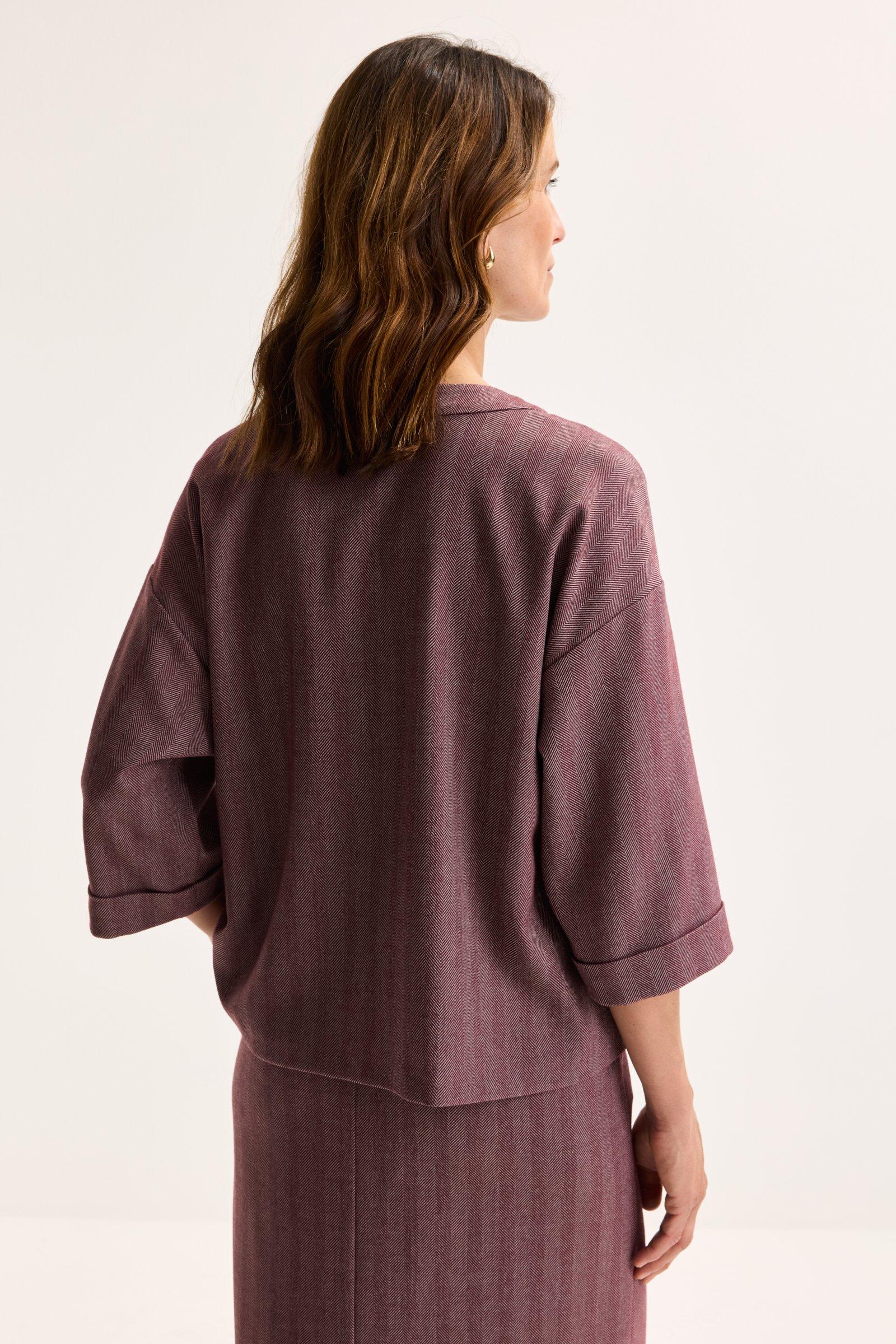 Hemden - Boxy blouse met visgraatmotief