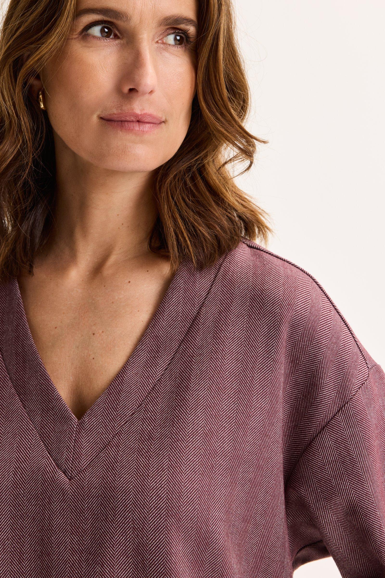 Hemden - Boxy blouse met visgraatmotief
