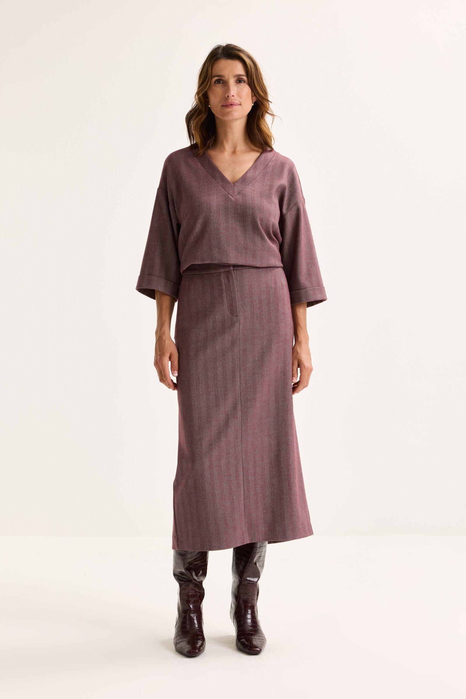 Hemden - Boxy blouse met visgraatmotief