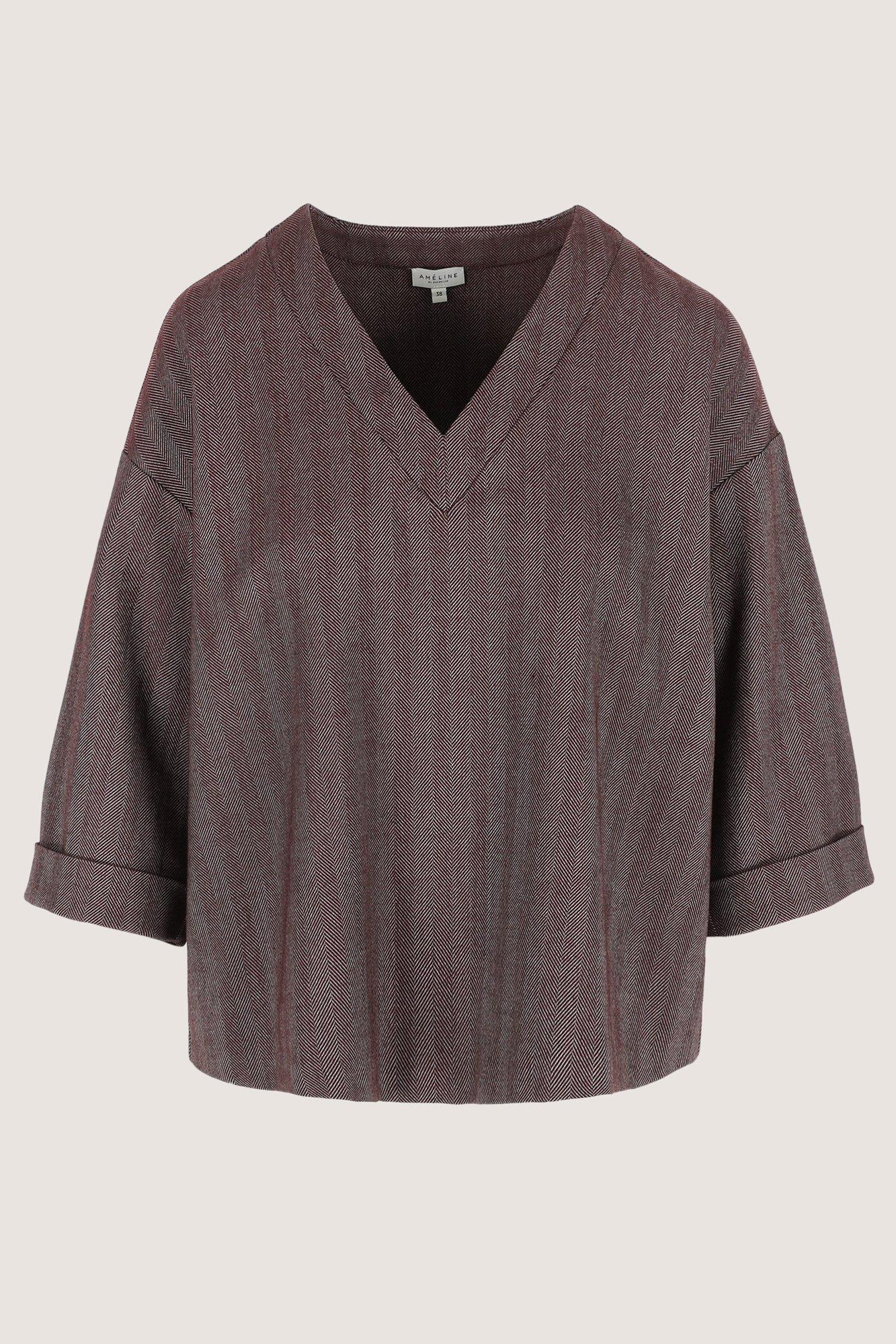 Hemden - Boxy blouse met visgraatmotief