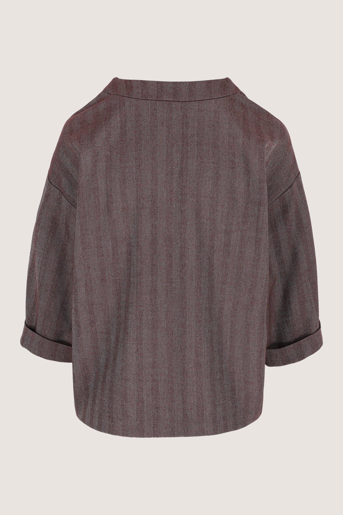 Hemden - Boxy blouse met visgraatmotief
