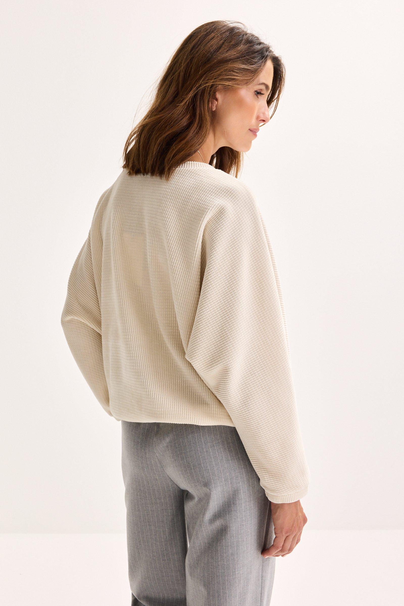 Améline Vleermuisblouse In Chenille Met Seersuckerstructuur