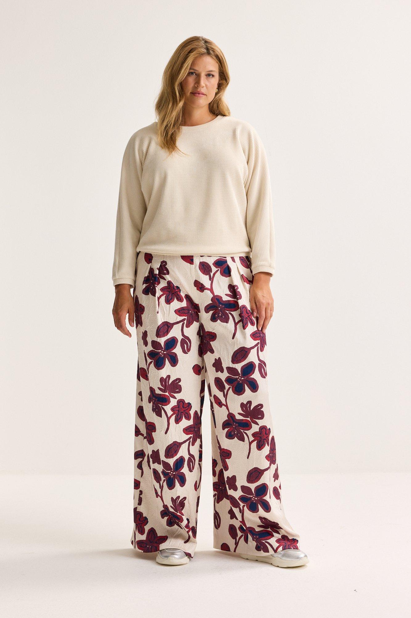 Hemden - Vleermuisblouse in chenille met seersuckerstructuur