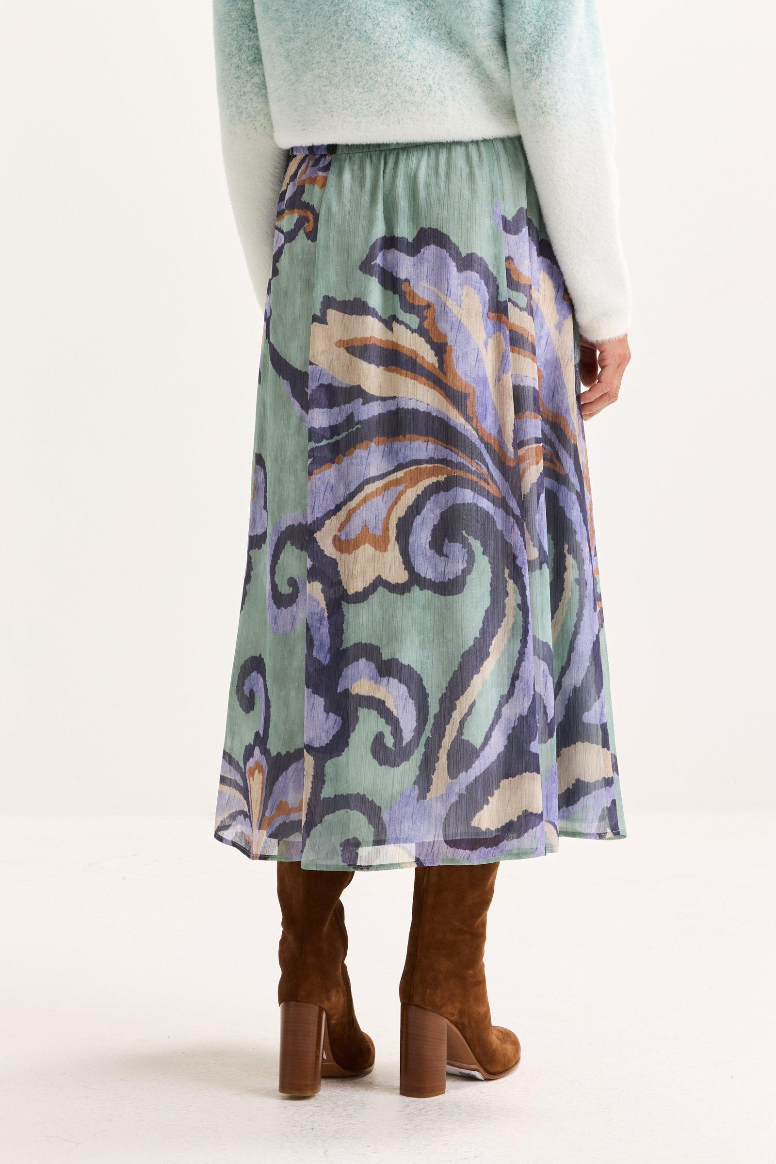Rokken - A-lijn midirok in voile met barokke print