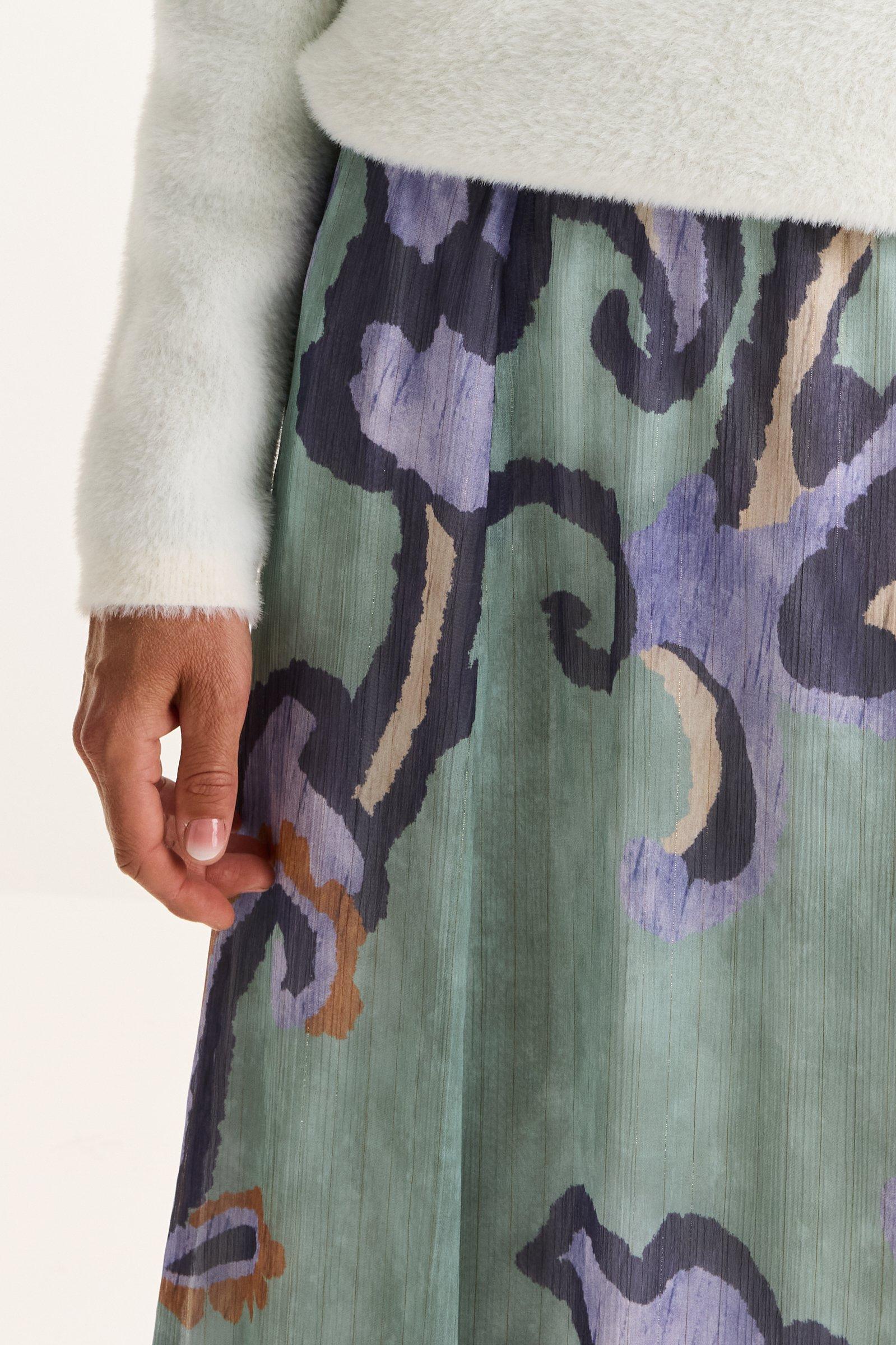 Rokken - A-lijn midirok in voile met barokke print