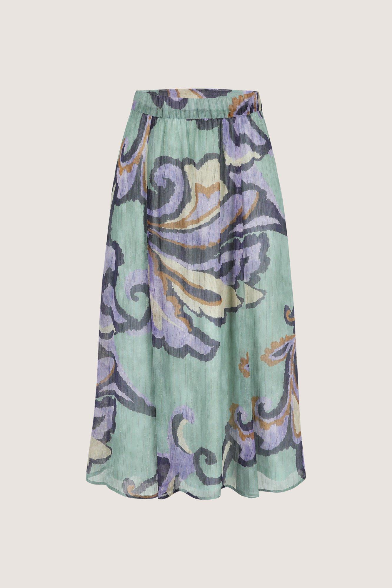 Jupes - Jupe évasée mi-longue en voile à imprimé baroque