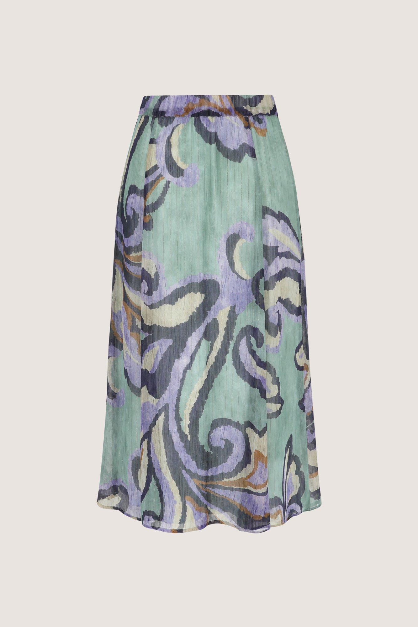 Jupes - Jupe évasée mi-longue en voile à imprimé baroque