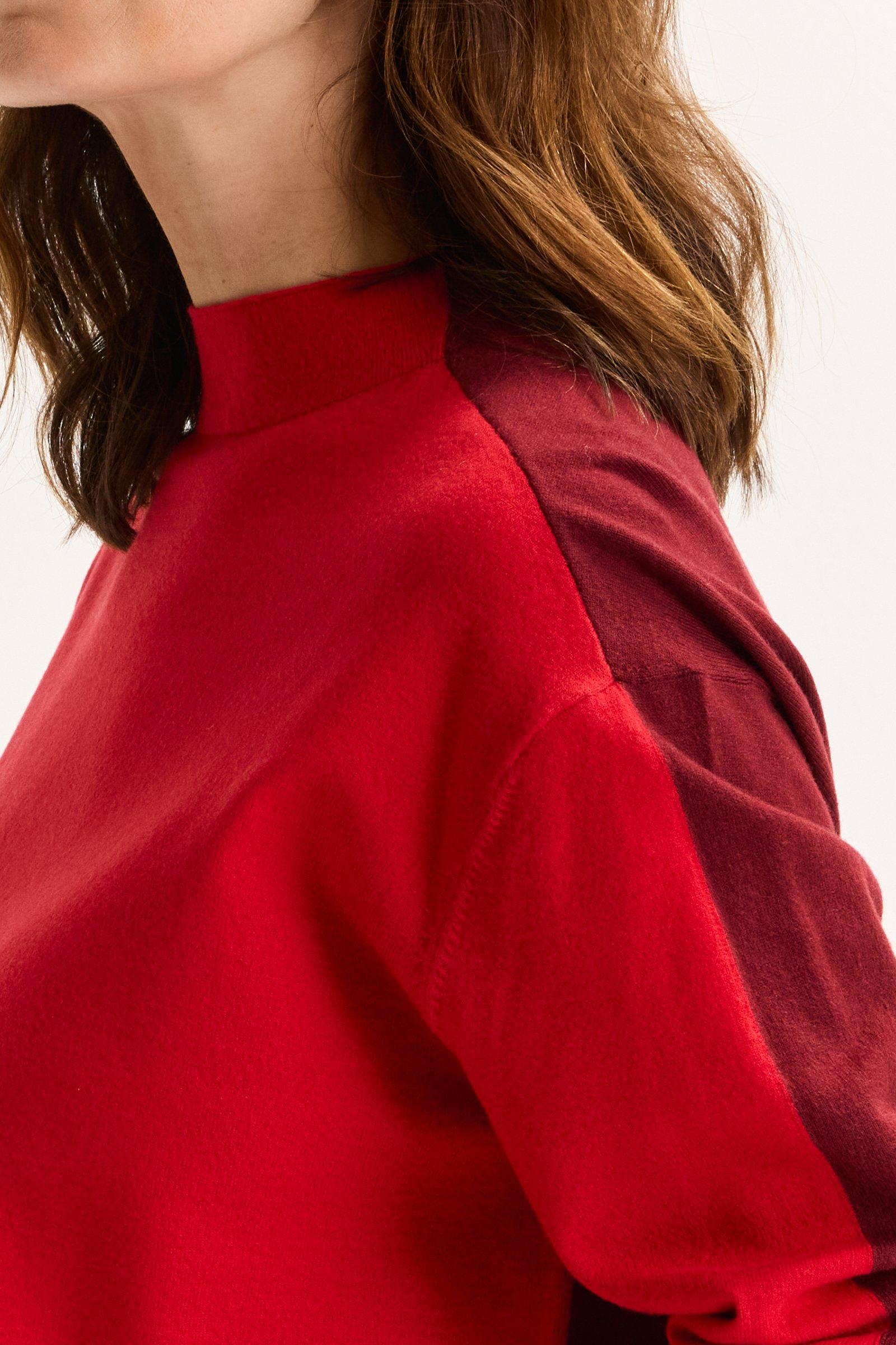 Truien - Fijne trui met  opstaande kraag en contrasterende rug