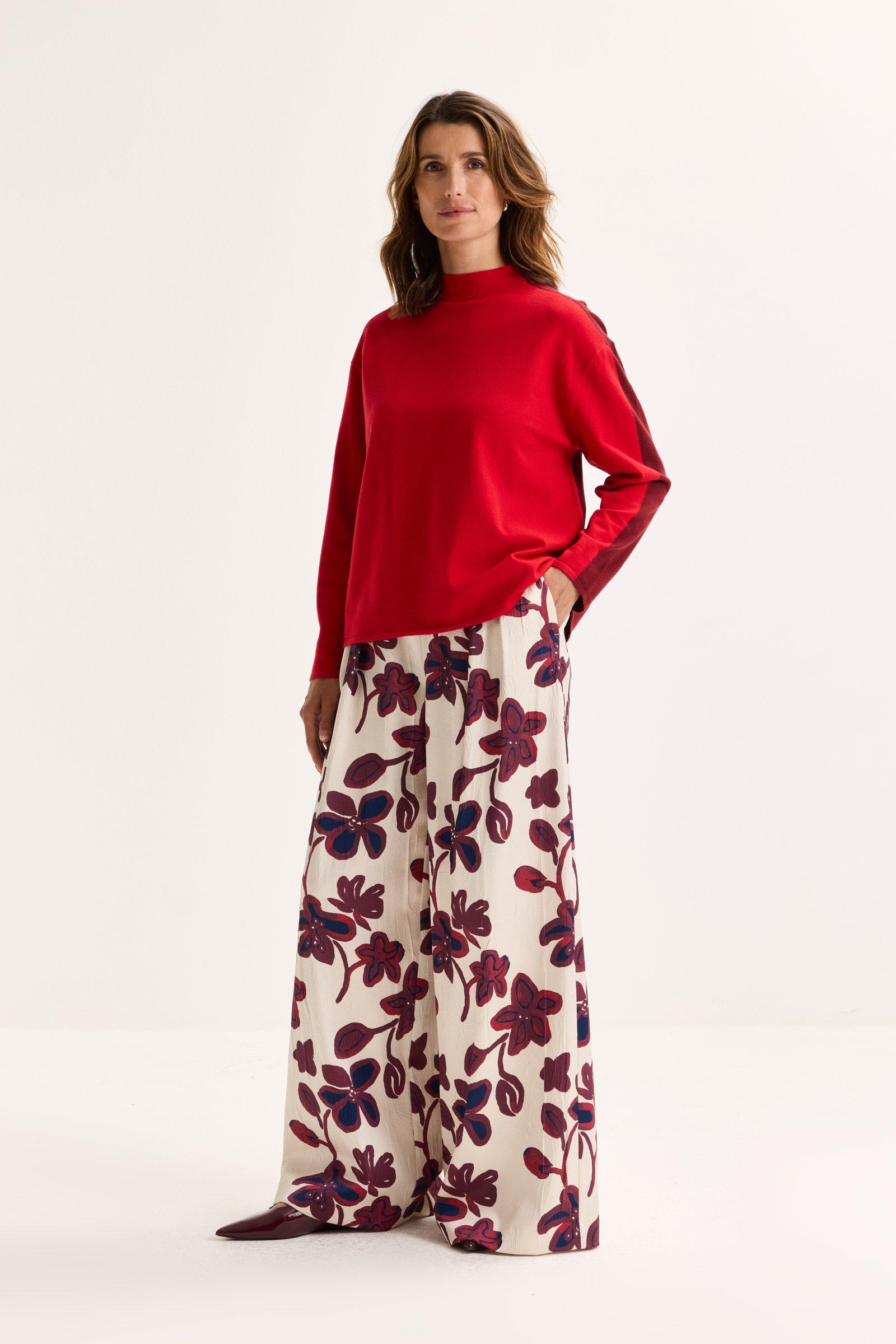 Truien - Fijne trui met  opstaande kraag en contrasterende rug