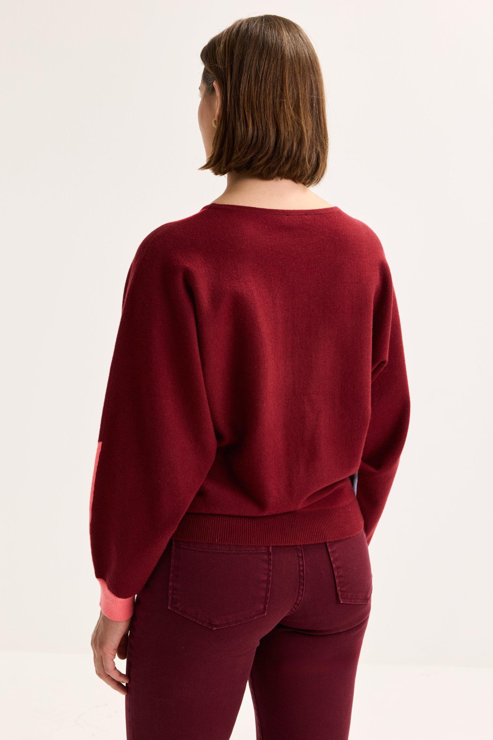 Truien - Colourblocking trui met vleermuismouw