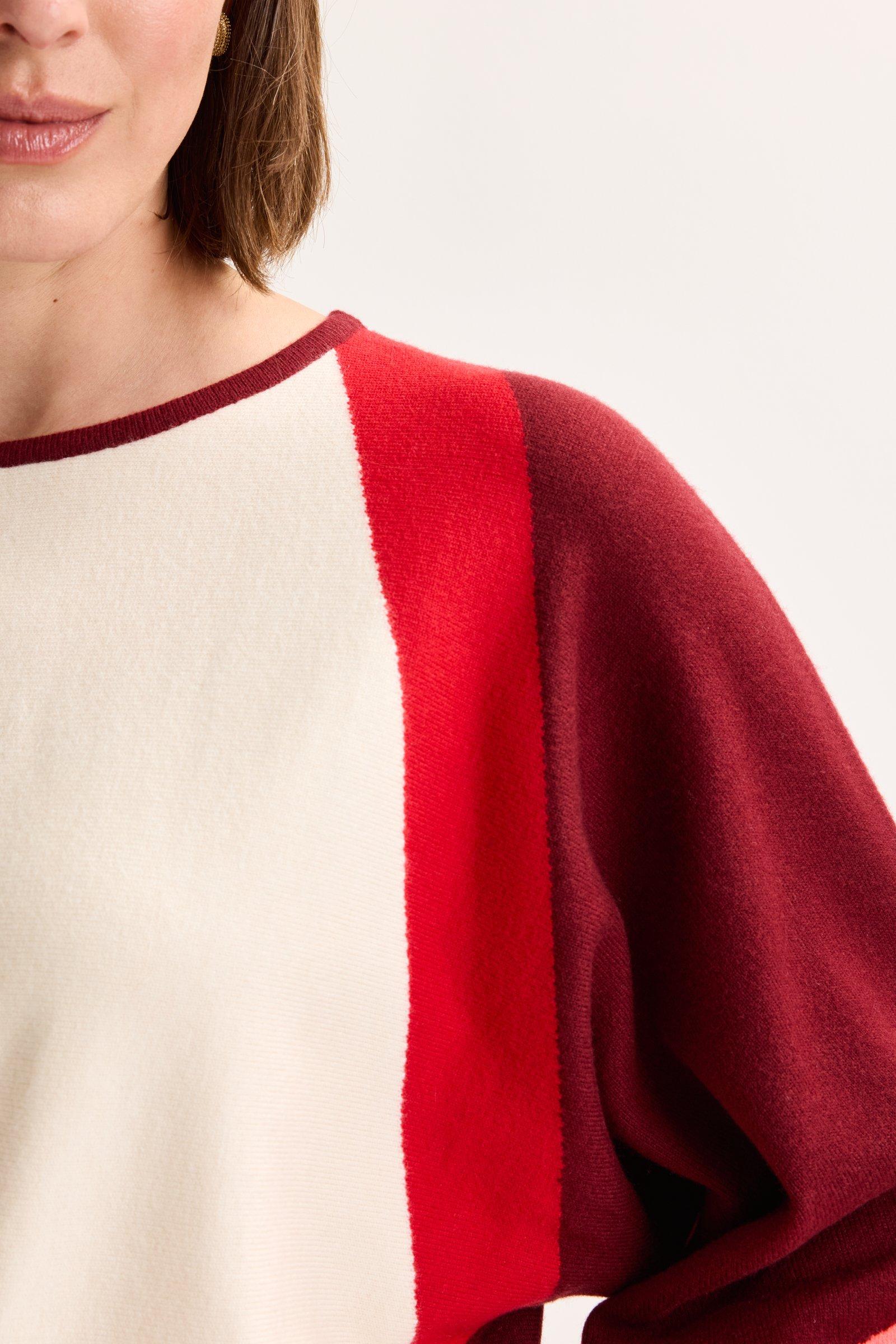 Truien - Colourblocking trui met vleermuismouw
