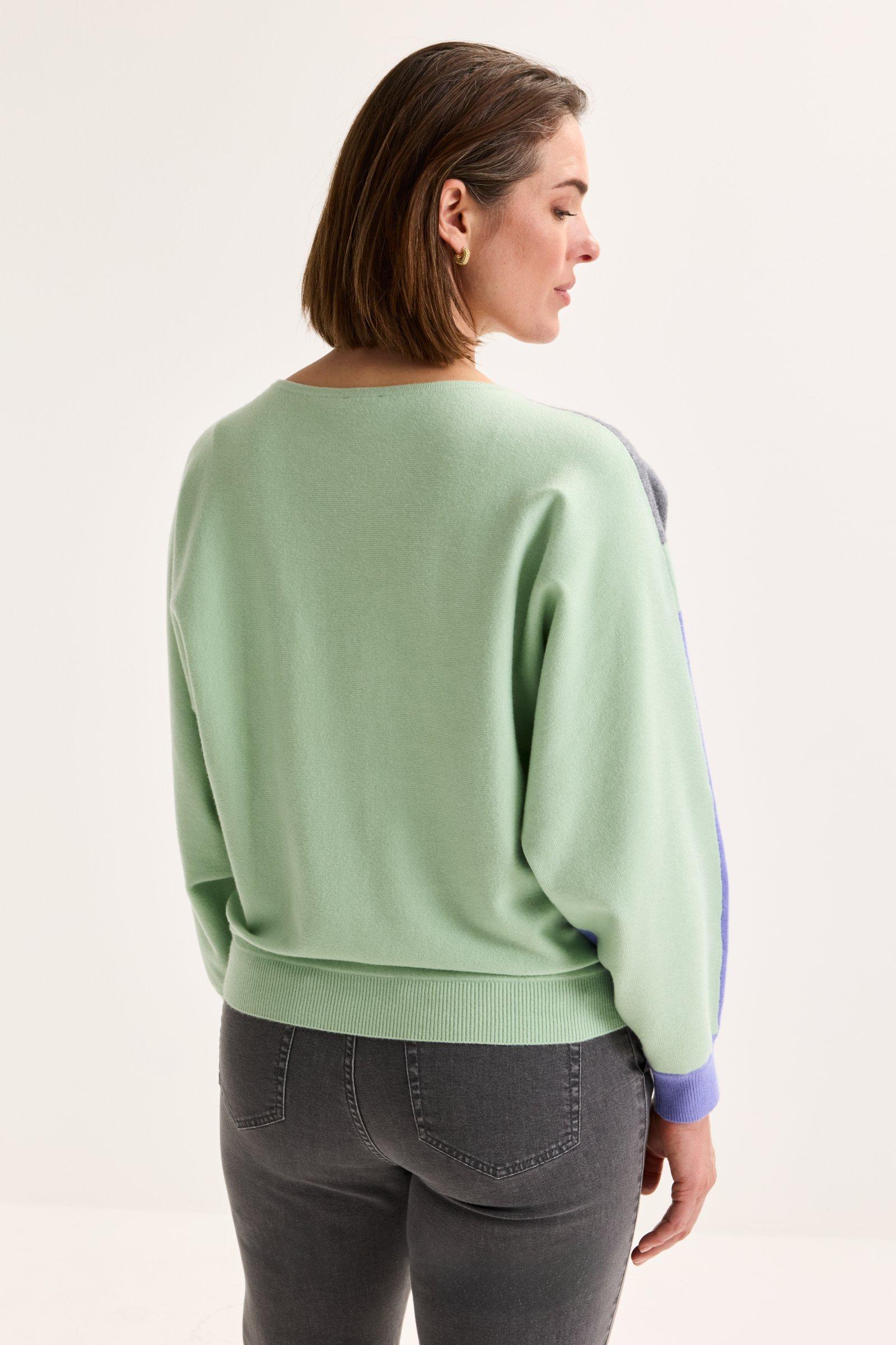 Truien - Colourblocking trui met vleermuismouw