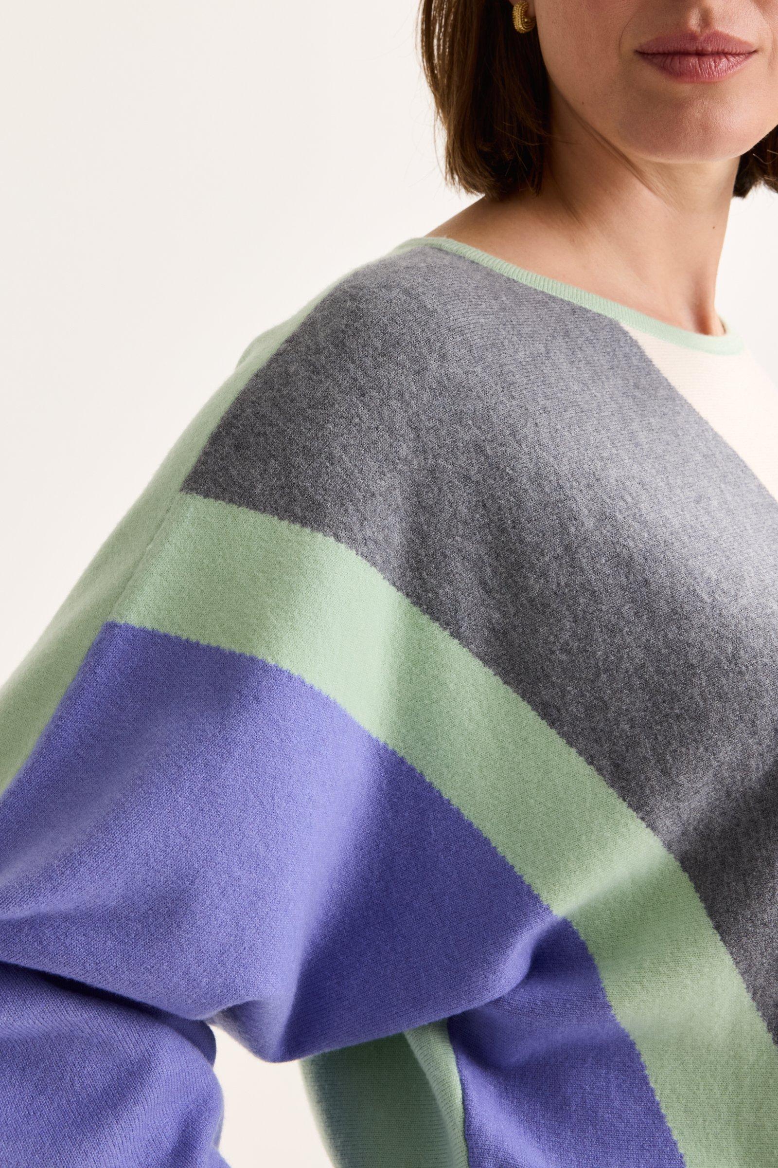 Truien - Colourblocking trui met vleermuismouw