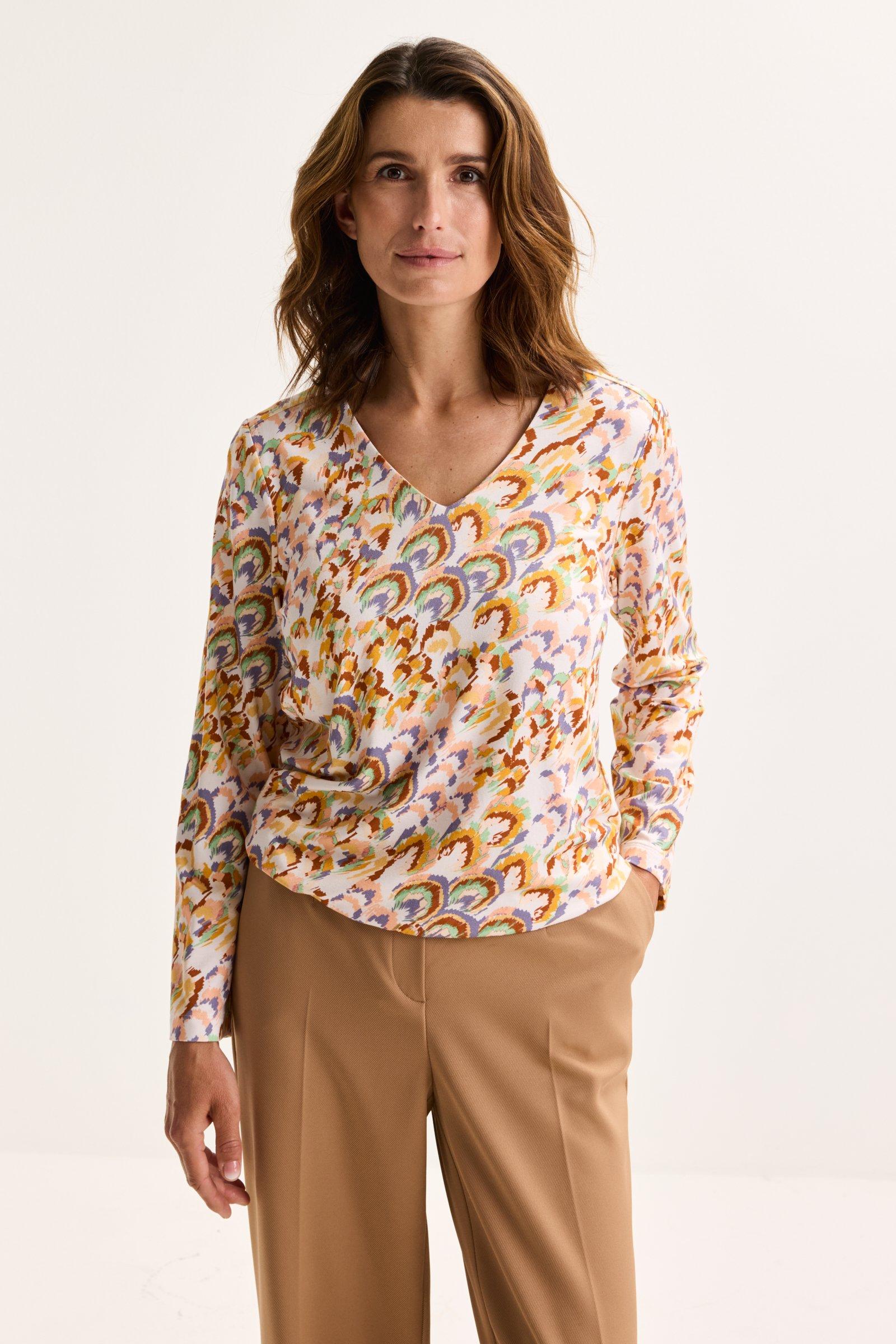 Jersey V-halsblouse op elastiek