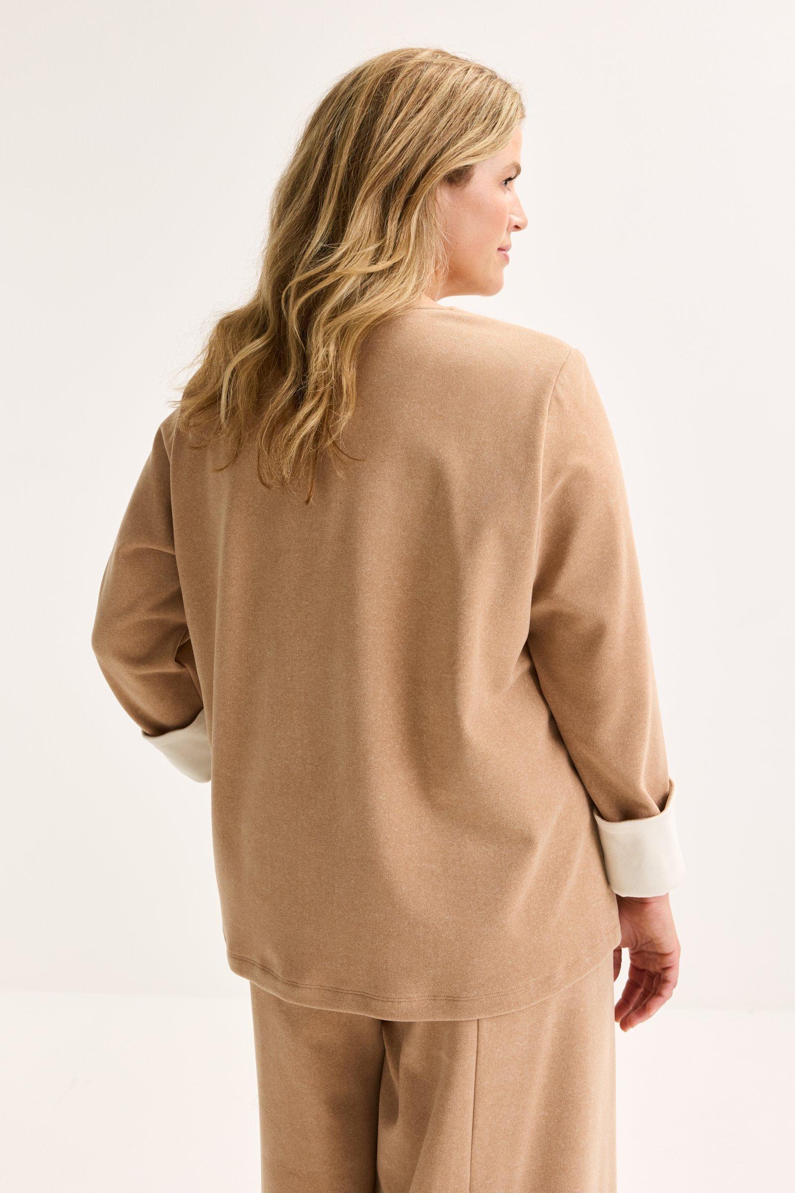 Chemises - Blouse &agrave; col en V en flanelle jersey