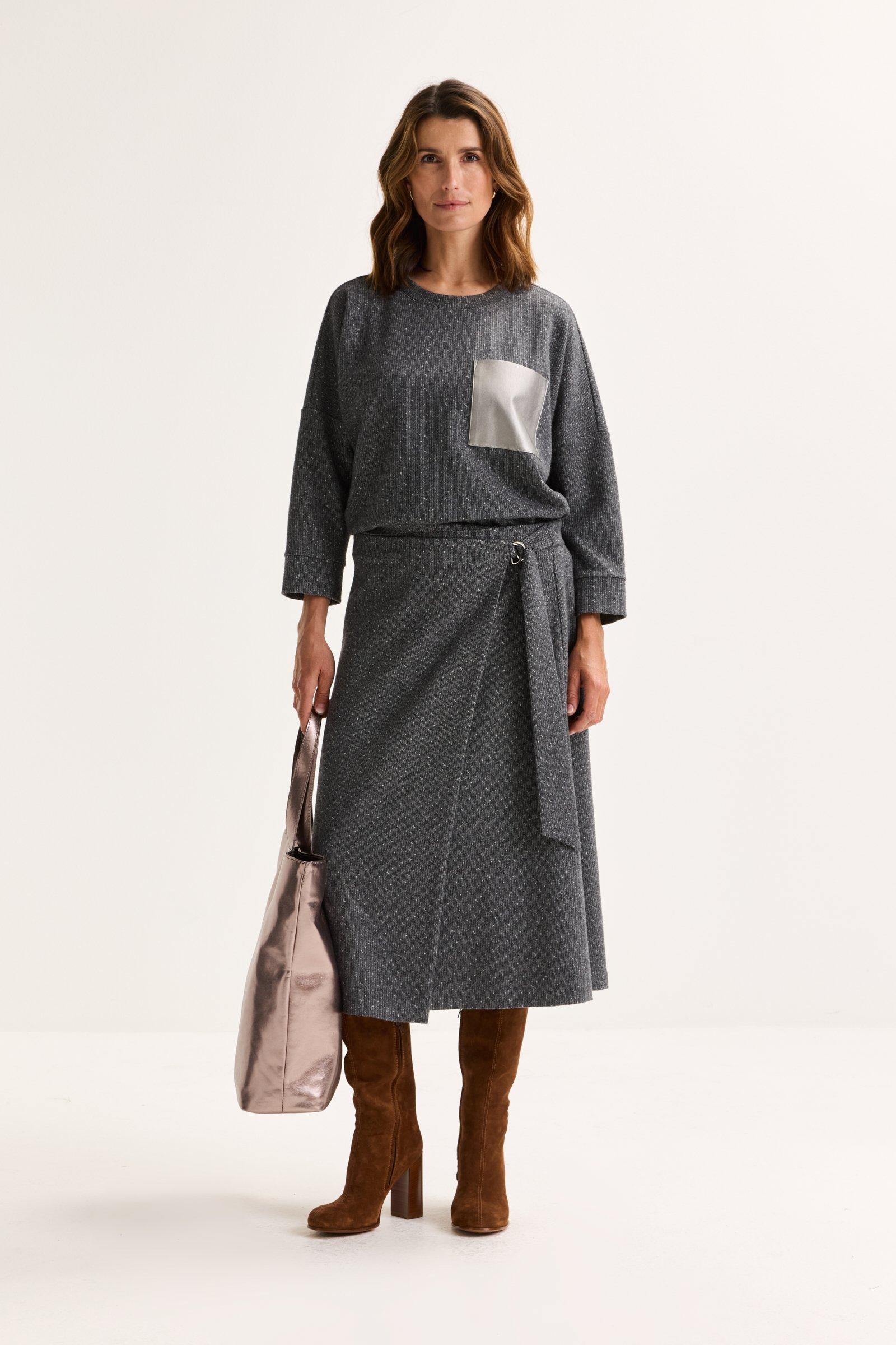 Wikkelrok in jersey tweed