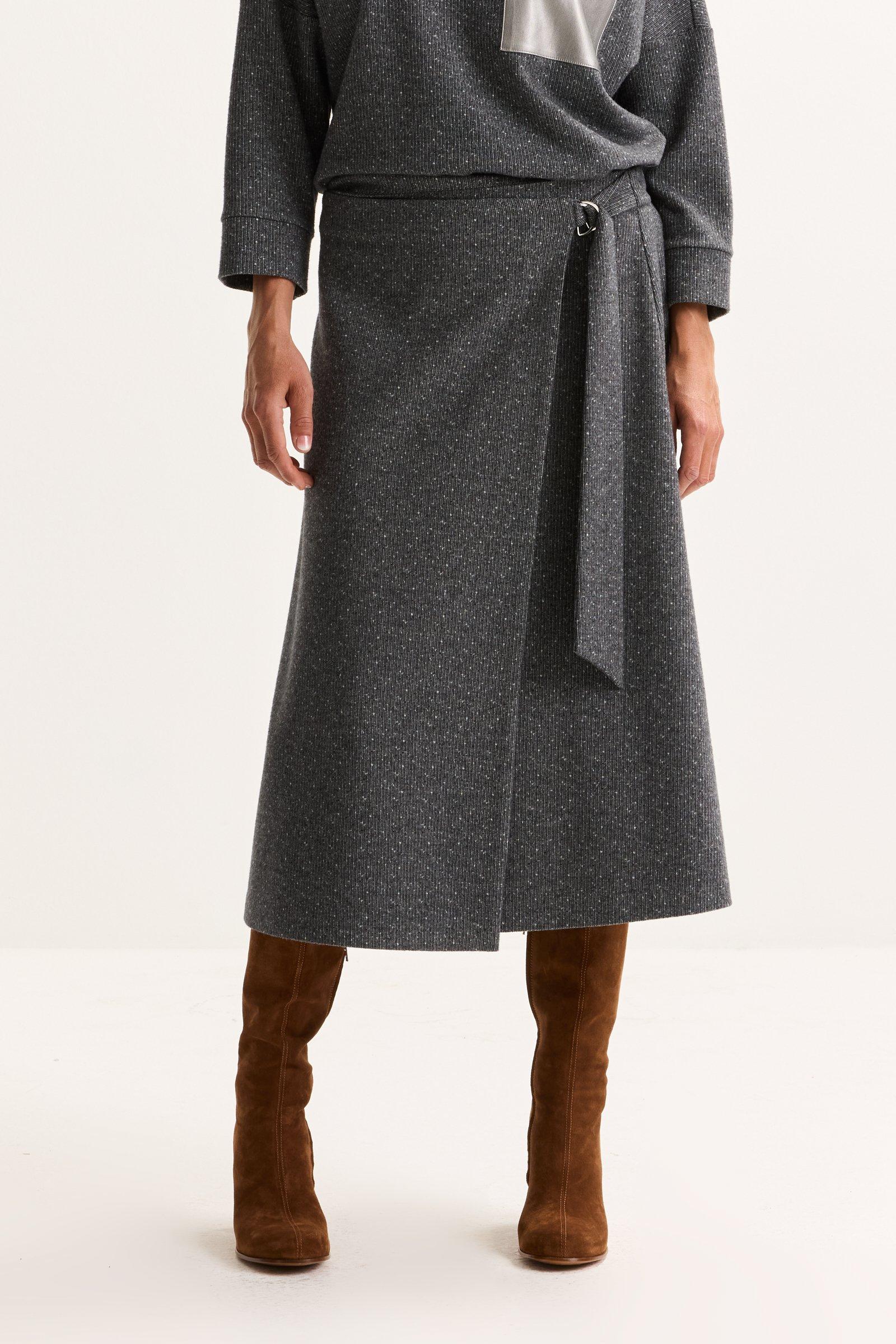 Jupes - Jupe portefeuille en tweed jersey