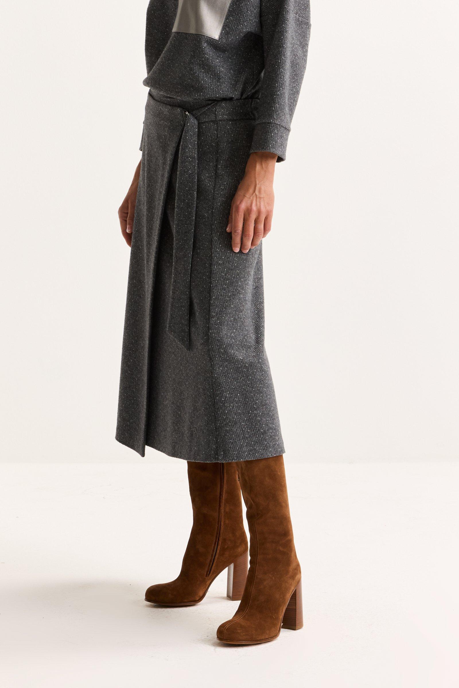 Jupes - Jupe portefeuille en tweed jersey