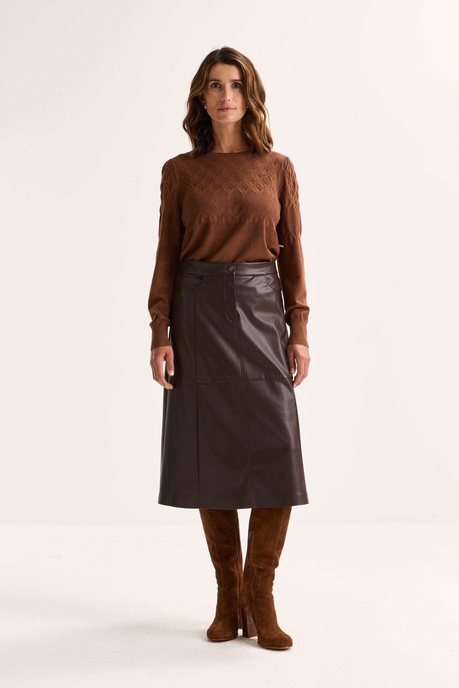 A-lijnrok in elastisch faux leer