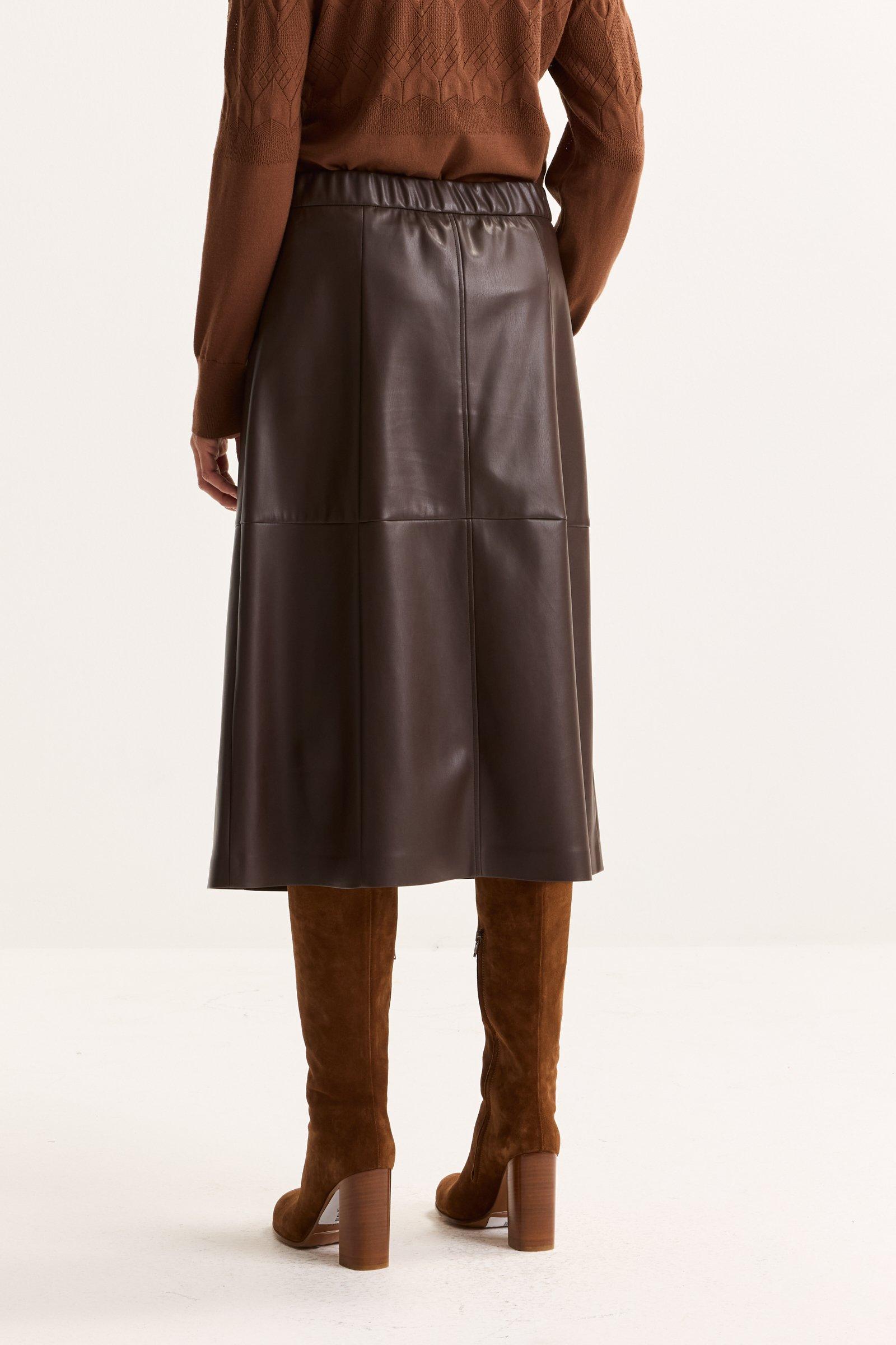 Jupes - Jupe &eacute;vas&eacute;e en faux cuir extensible