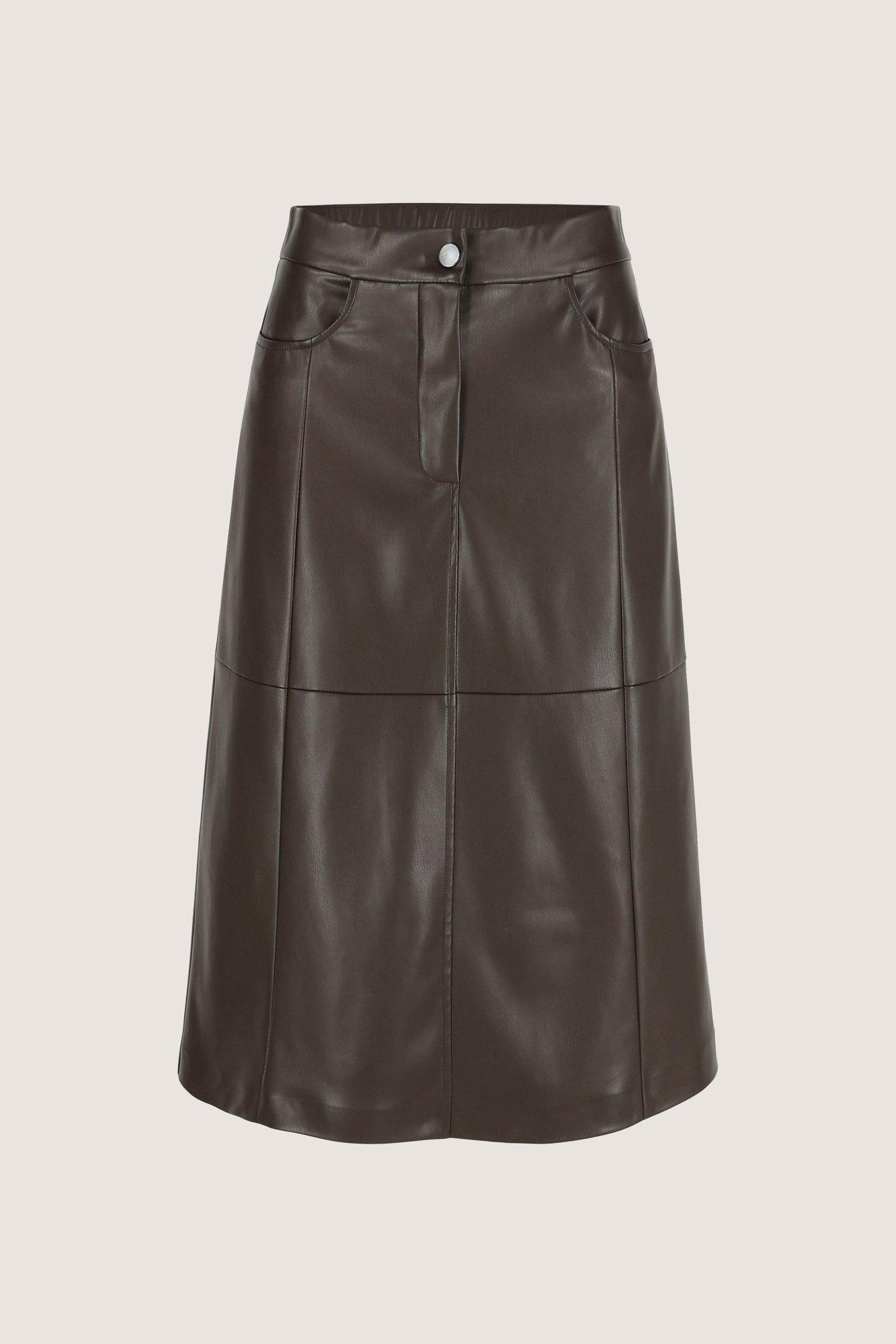 Jupes - Jupe &eacute;vas&eacute;e en faux cuir extensible