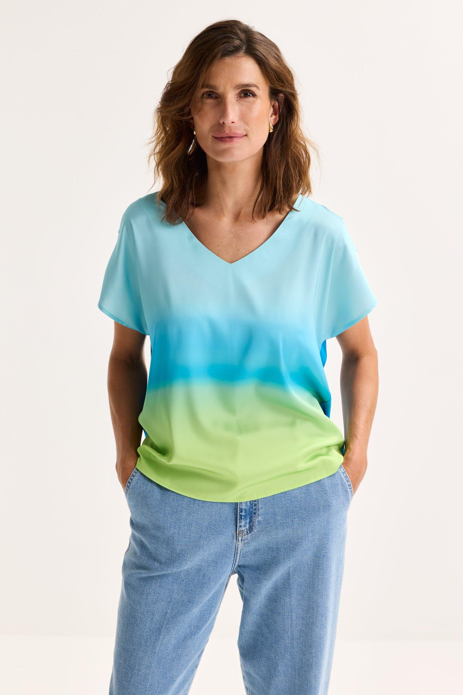T-shirtblouse met satijnen front - null - may