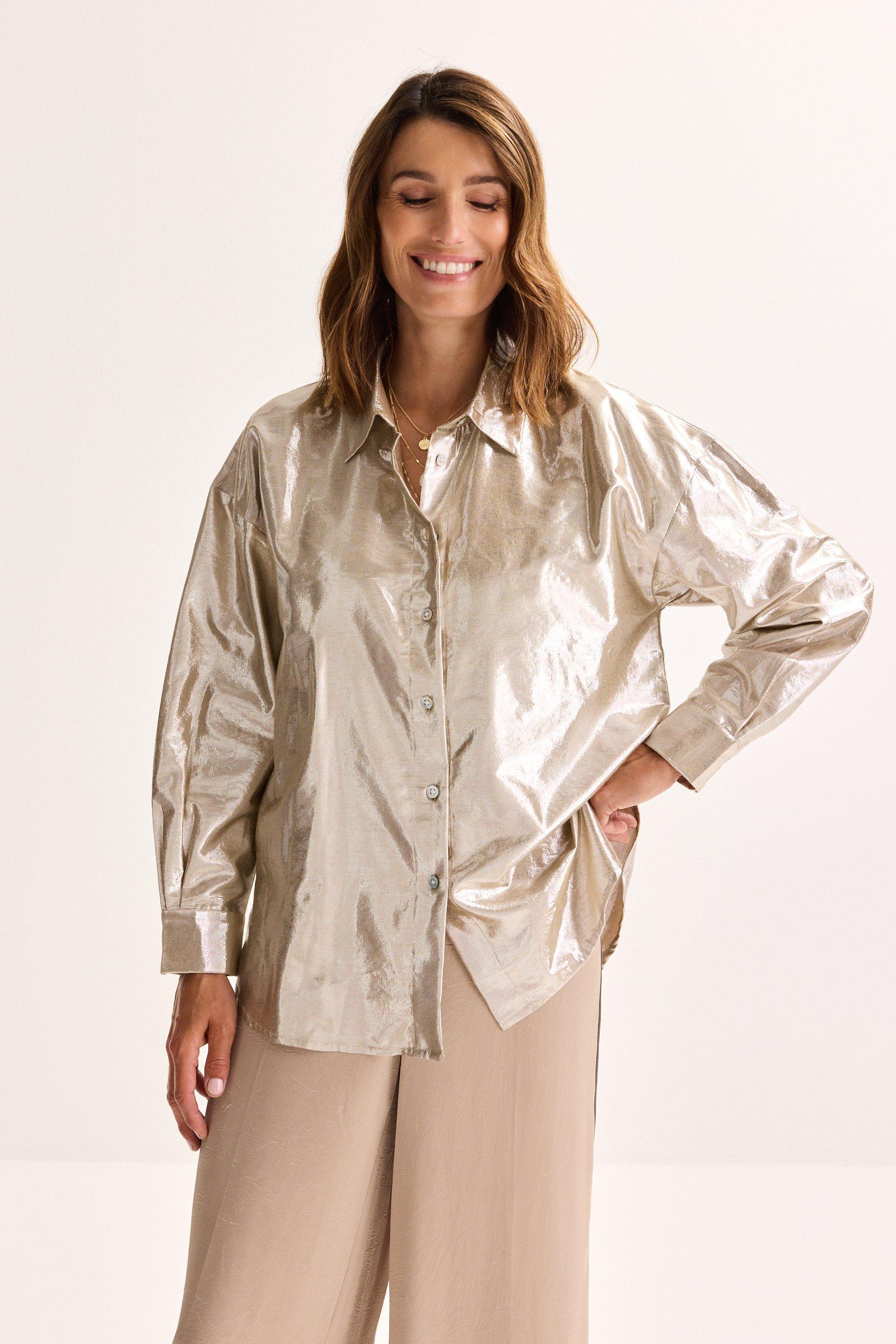 Améline Lange Metallic Hemdblouse