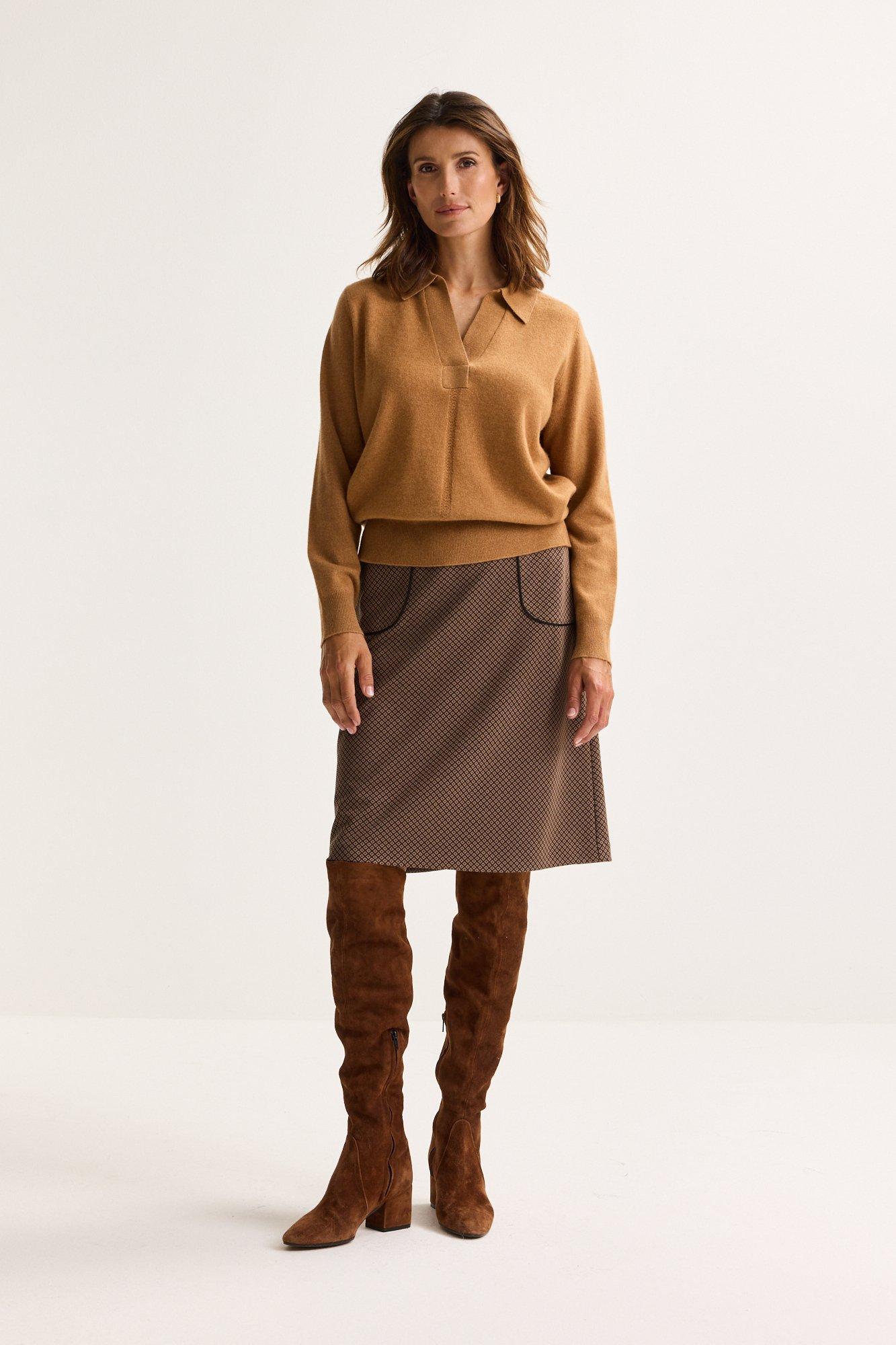 Jersey A-lijnrok met opgezette zakken - may