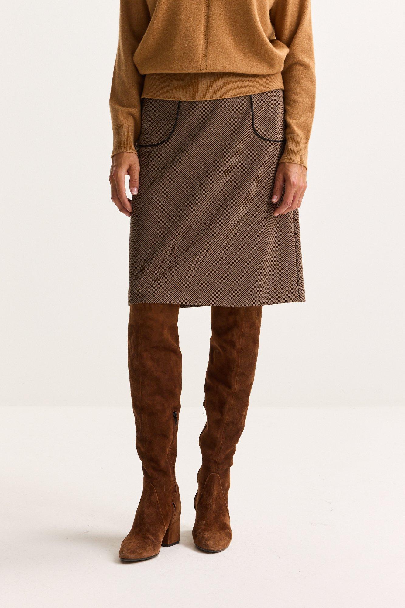 Rokken - Jersey A-lijnrok met opgezette zakken