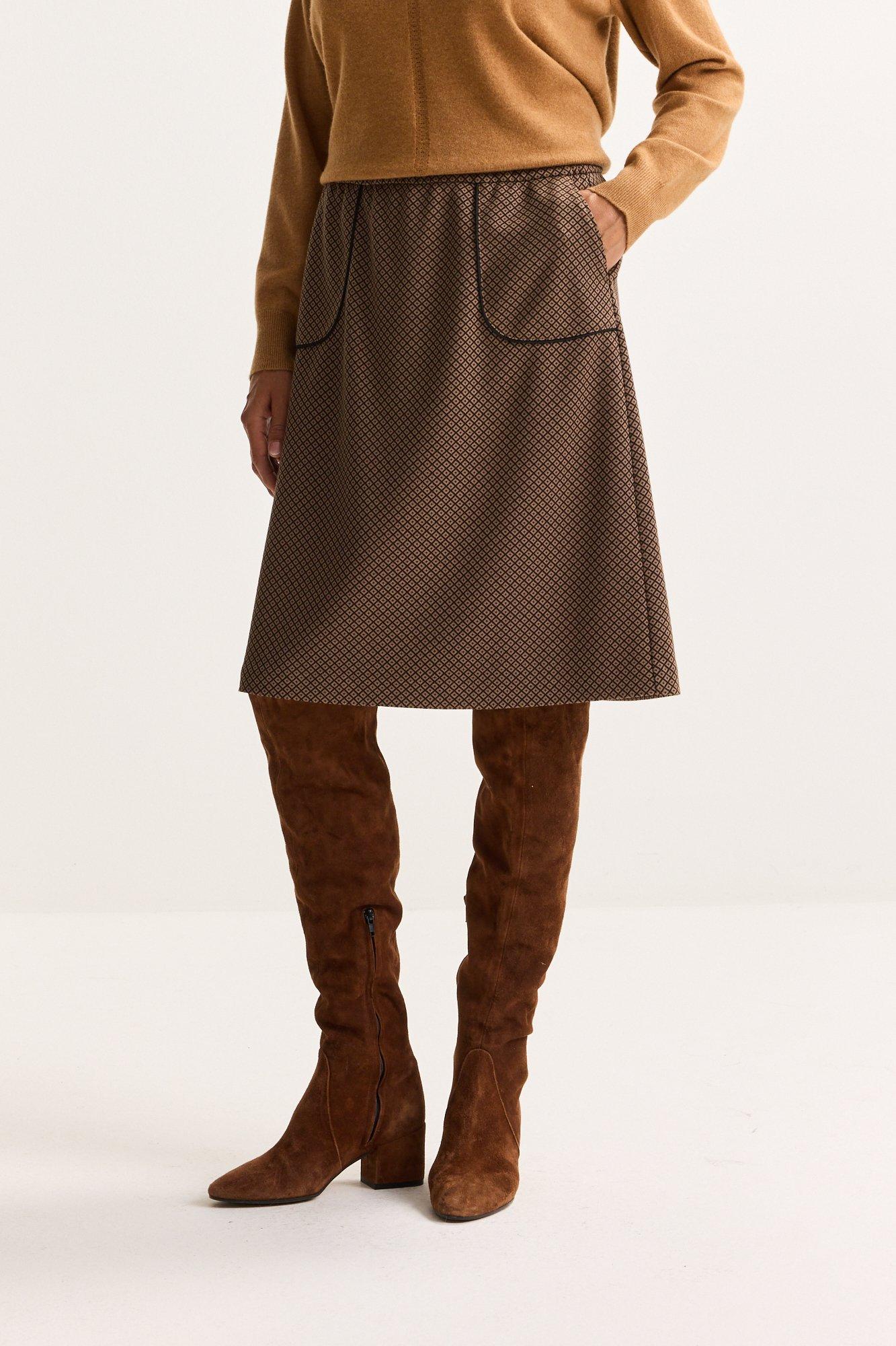 Rokken - Jersey A-lijnrok met opgezette zakken