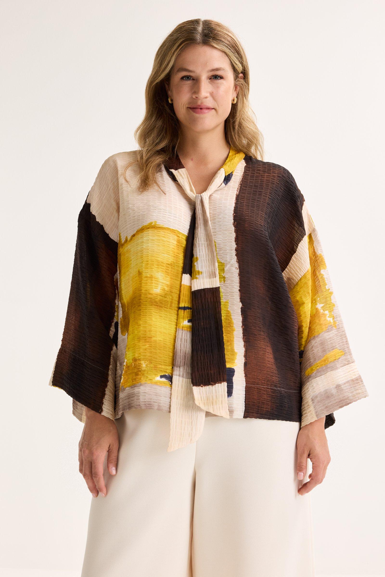 Mayerline Blouse Met Halsstrik In Seersucker