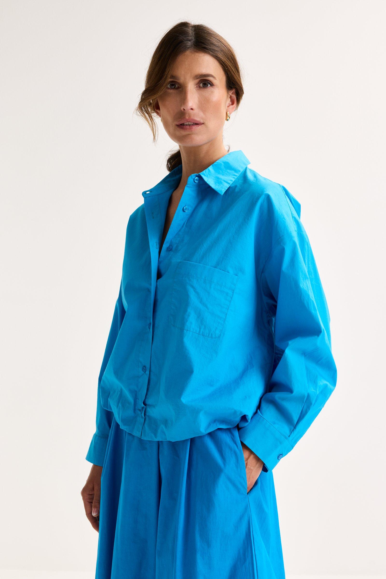 Katoenen shirt met elastische taille - null - may