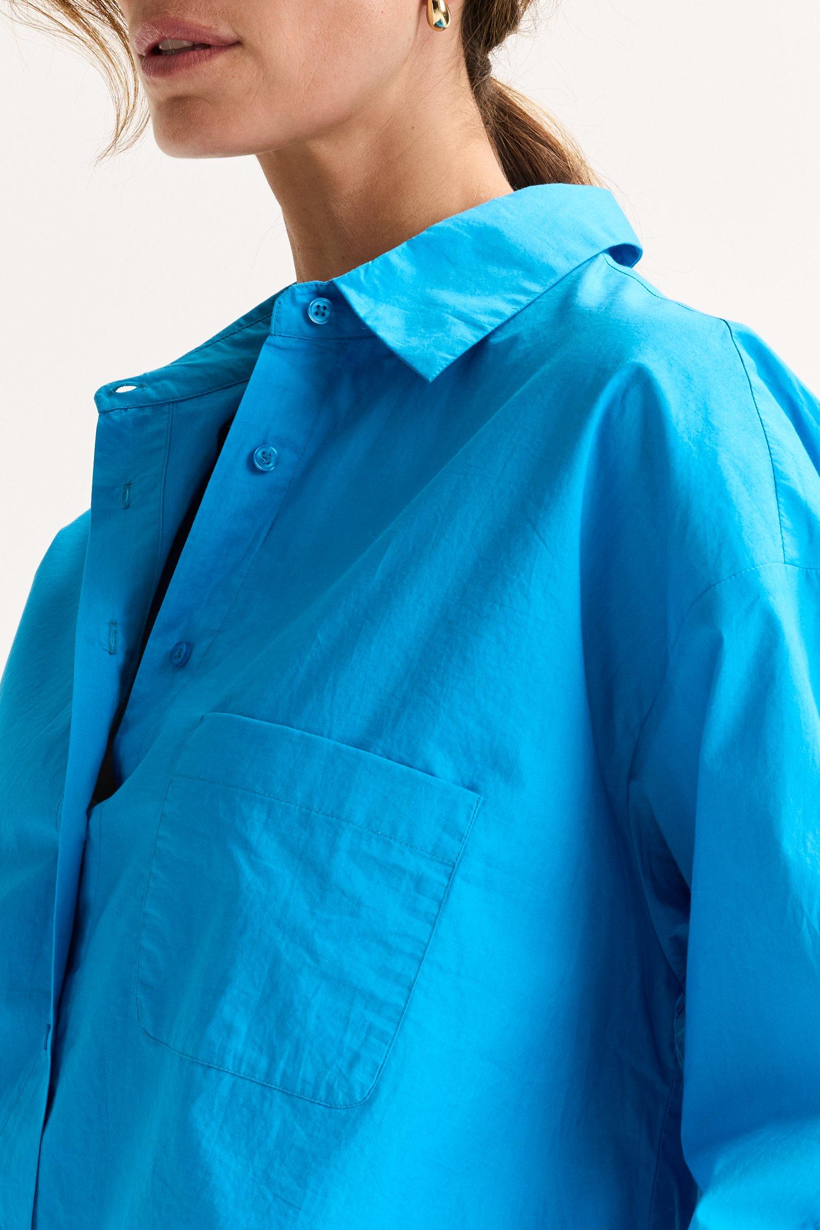 Chemises - Chemisier en coton &agrave; taille &eacute;lastiqu&eacute;e