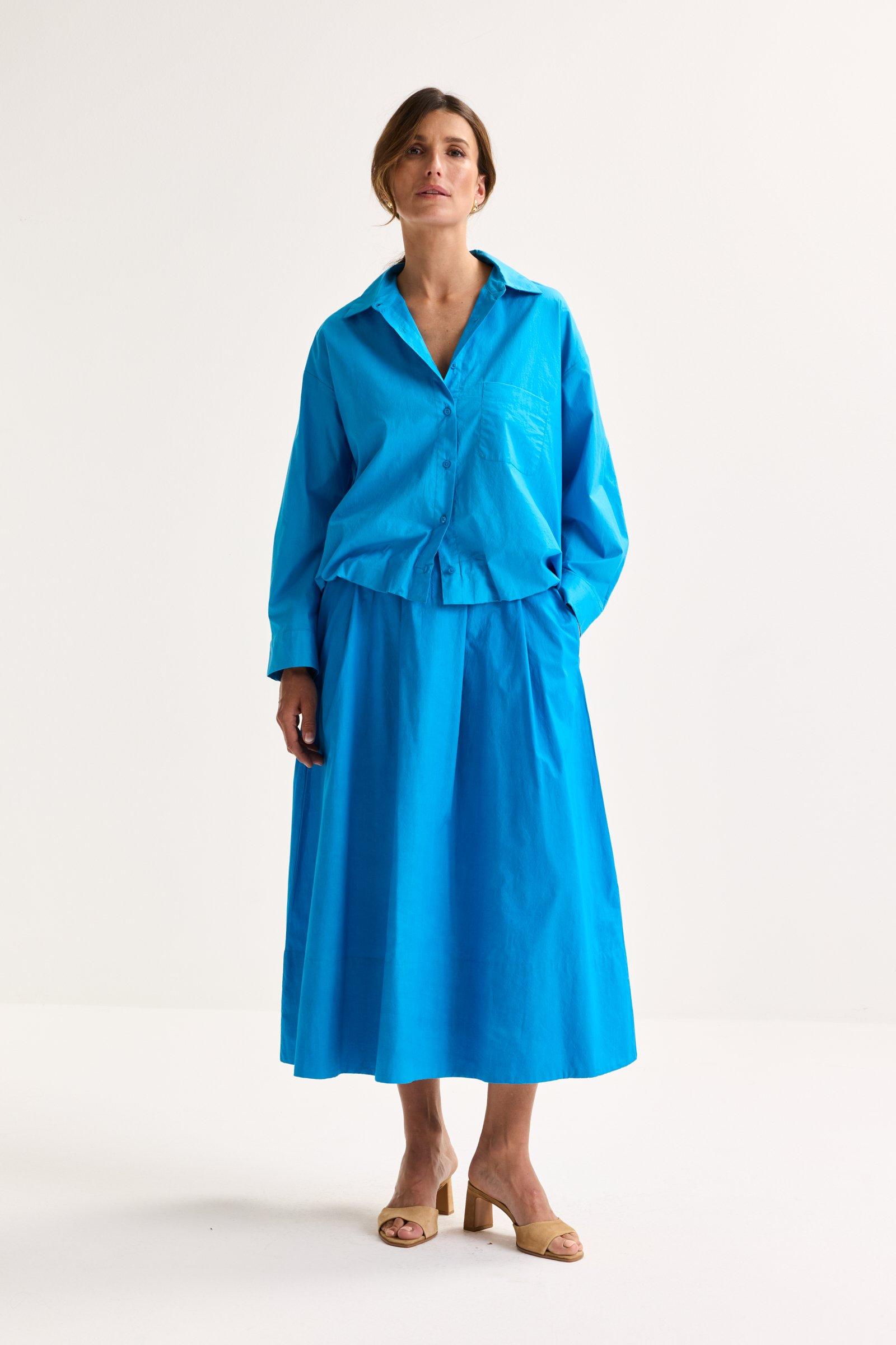 Chemises - Chemisier en coton &agrave; taille &eacute;lastiqu&eacute;e