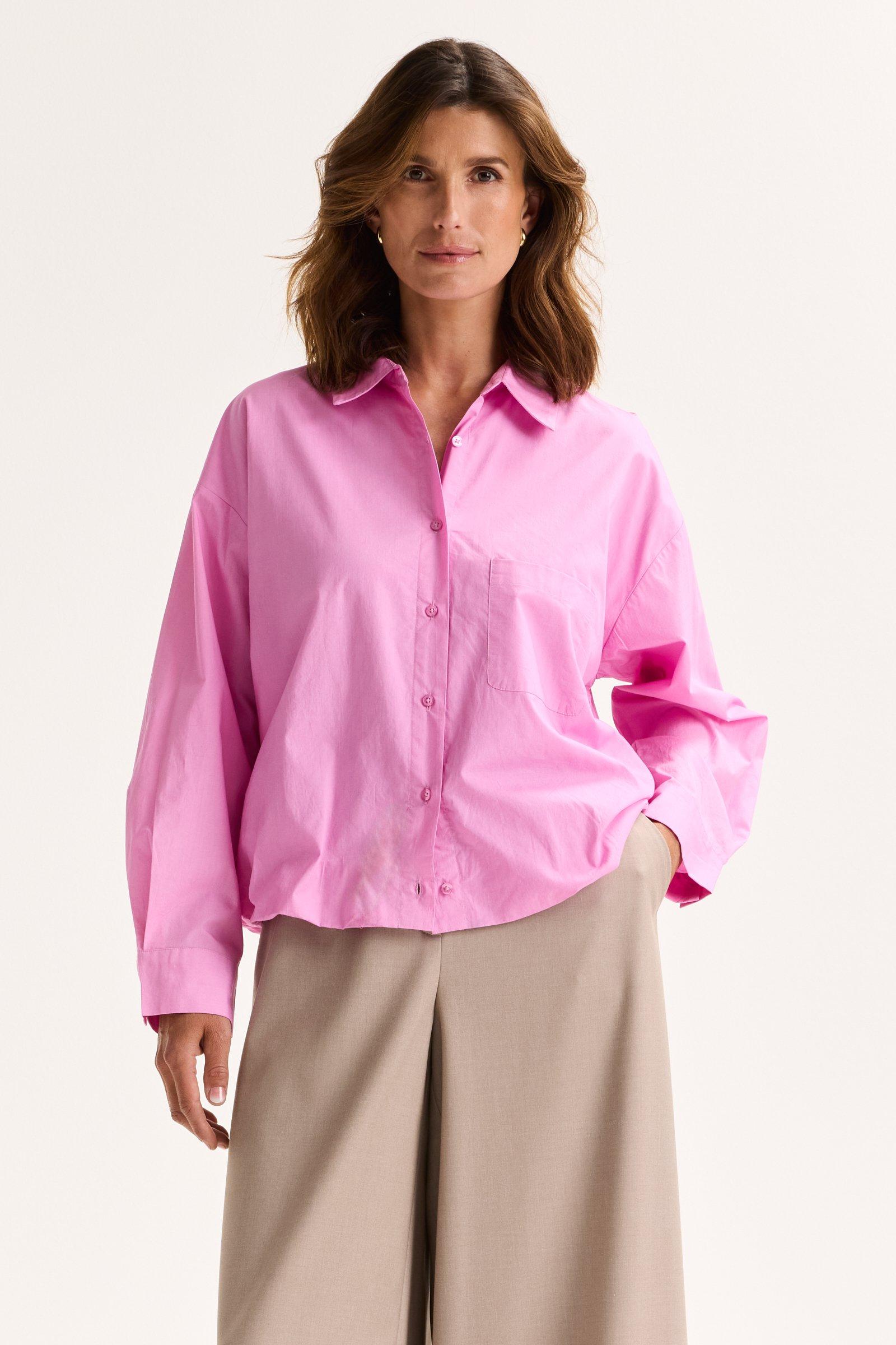 Katoenen shirt met elastische taille